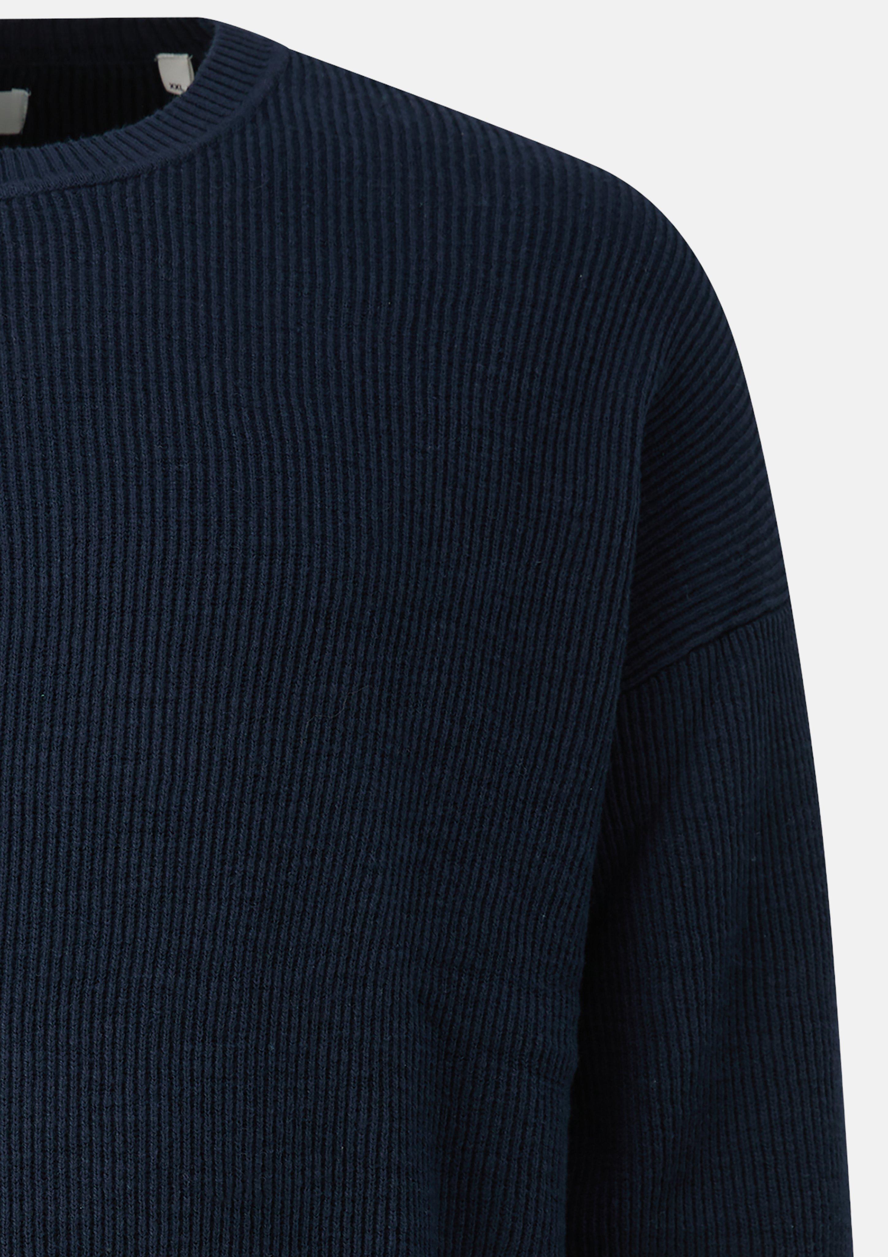 Herren Gerippter Flammgarn-Pullover im Modern Fit in blau von s.Oliver Men Big Sizes