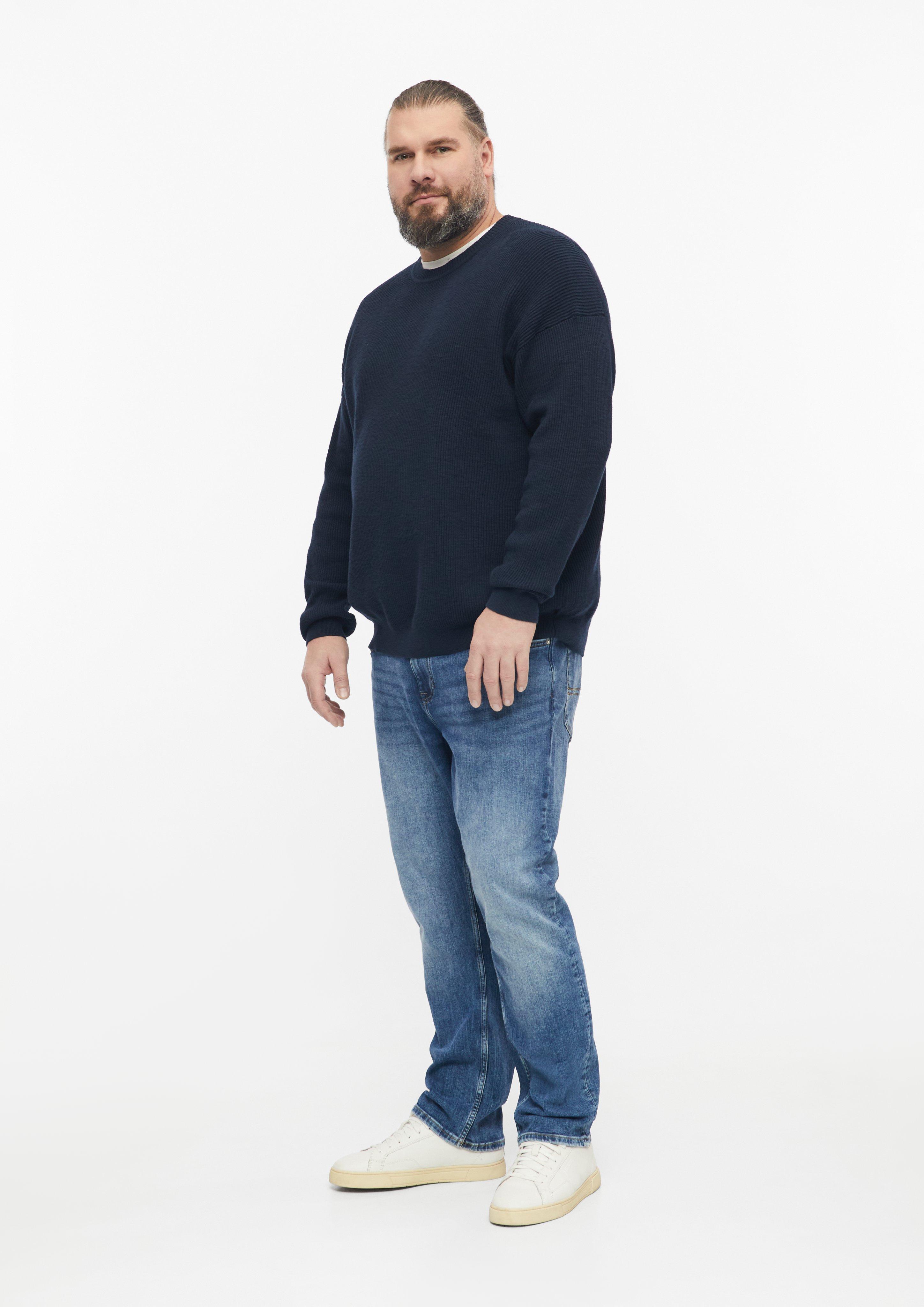 Herren Gerippter Flammgarn-Pullover im Modern Fit in blau von s.Oliver Men Big Sizes