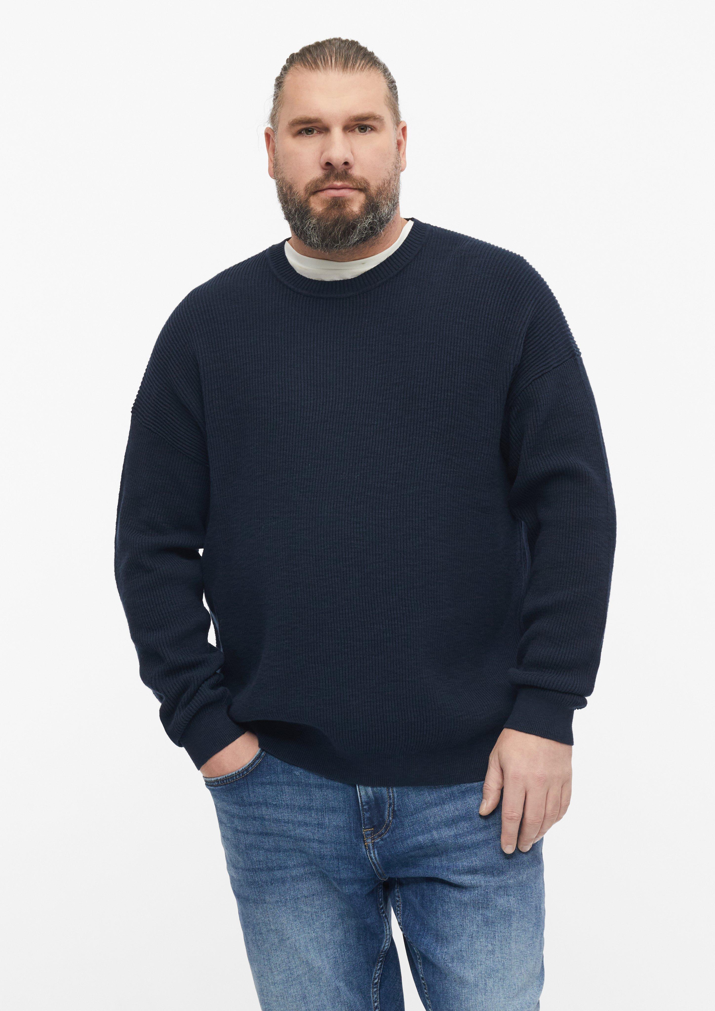 Rebrast pulover iz plamenaste preje modernega kroja v barvi mornarsko modra od s.Oliver Men Big Sizes