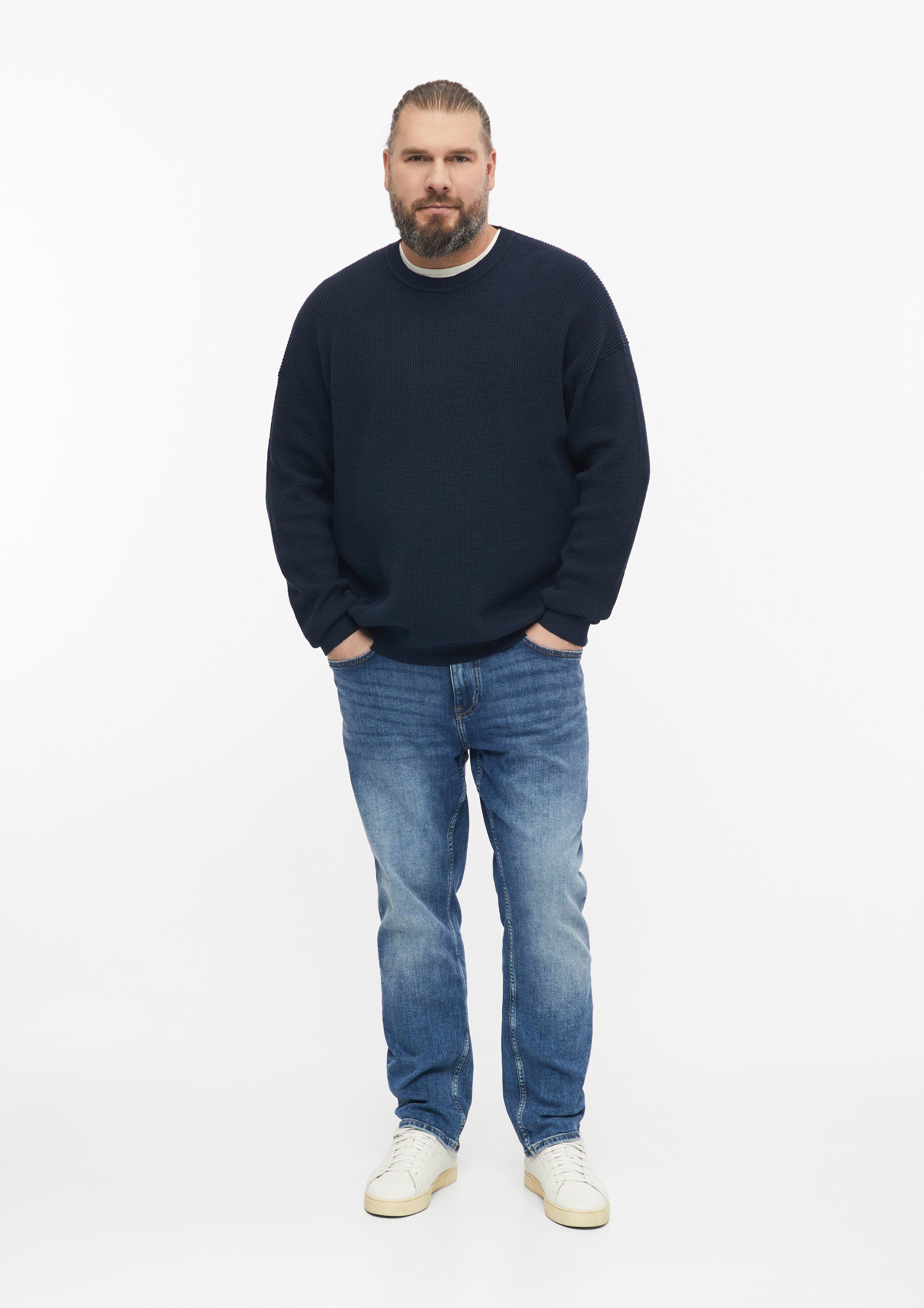 Herren Gerippter Flammgarn-Pullover im Modern Fit in blau von s.Oliver Men Big Sizes