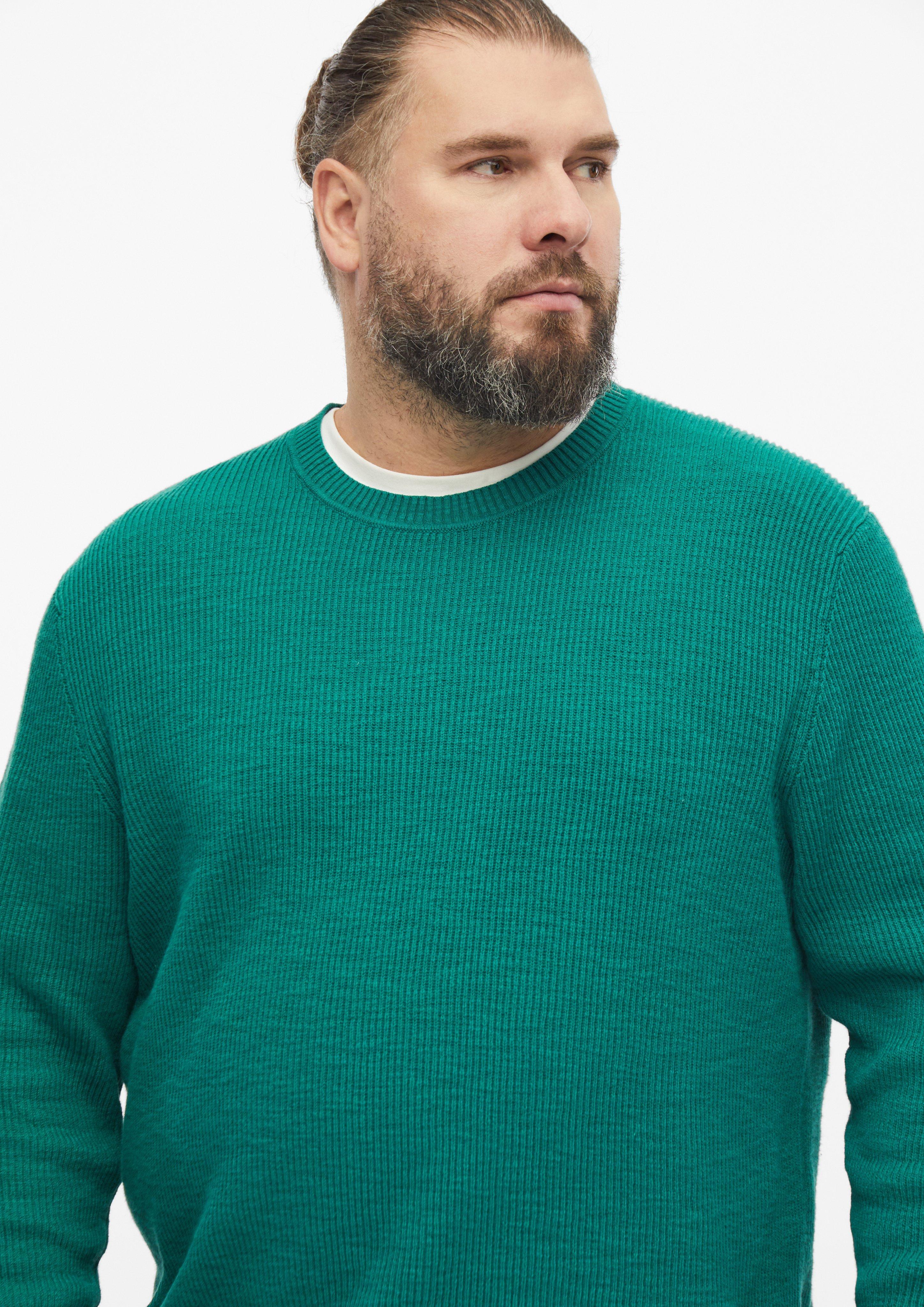 Herren Gerippter Flammgarn-Pullover im Modern Fit in grün von s.Oliver Men Big Sizes