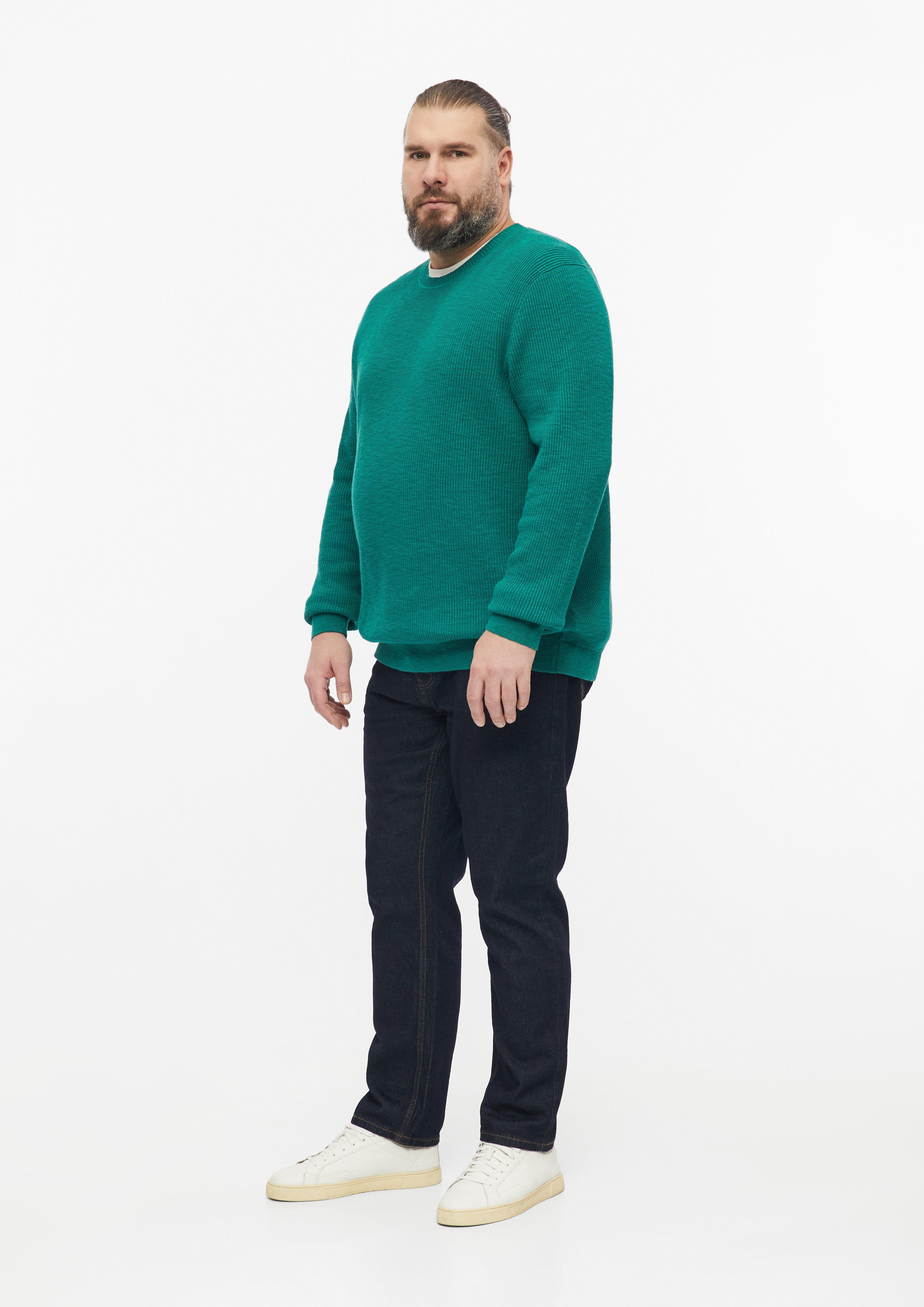 Herren Gerippter Flammgarn-Pullover im Modern Fit in grün von s.Oliver Men Big Sizes