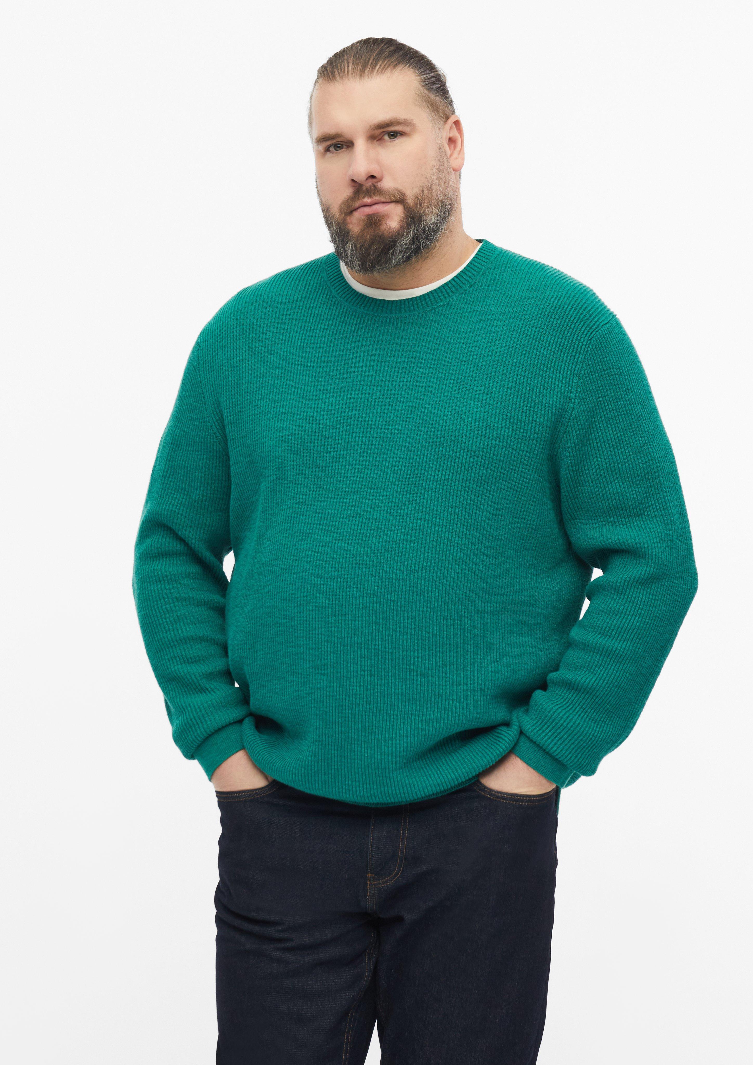 Prążkowany sweter Modern Fit z przędzy płomienistej w kolorze jodłowa zieleń od s.Oliver Men Big Sizes