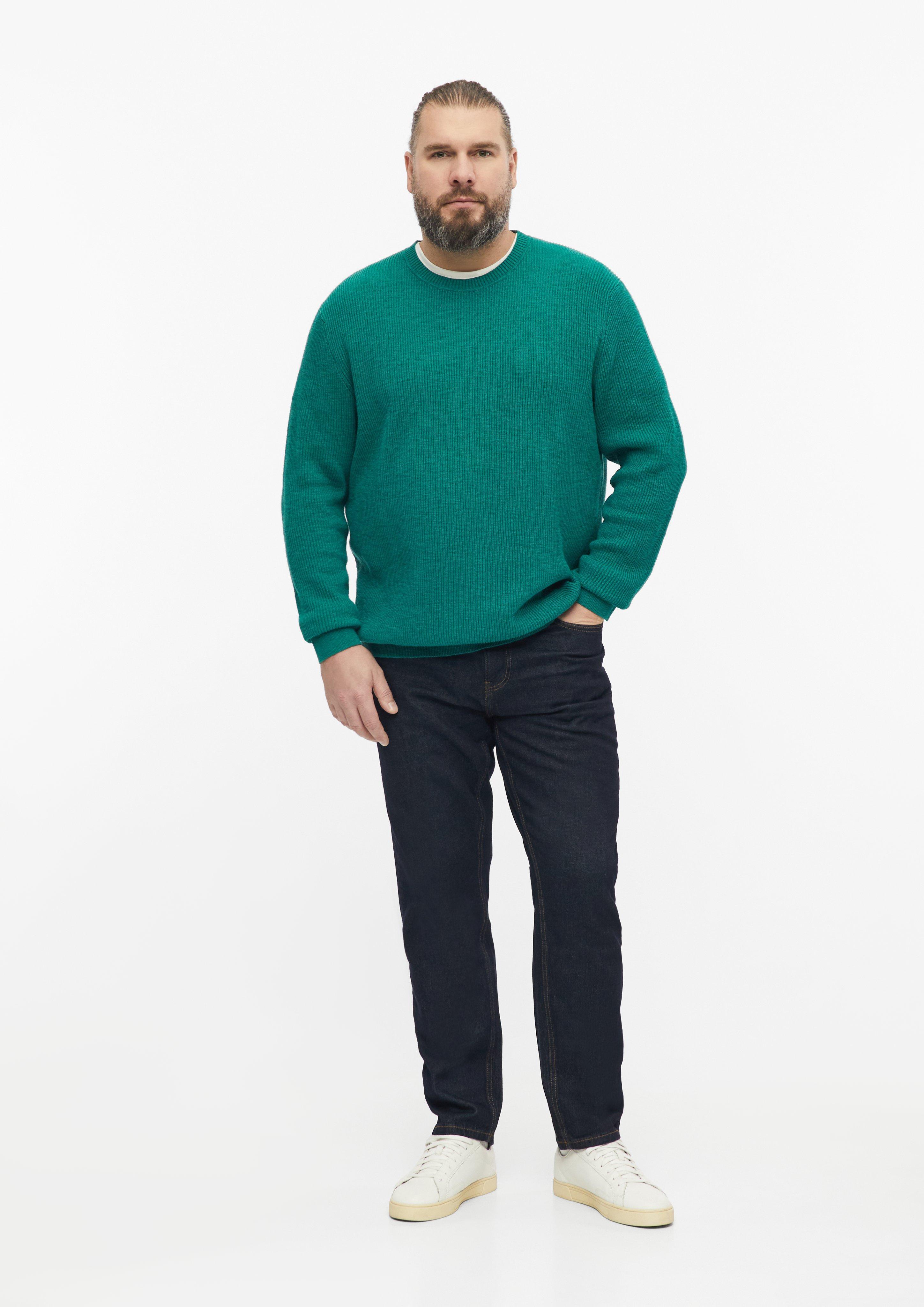 Herren Gerippter Flammgarn-Pullover im Modern Fit in grün von s.Oliver Men Big Sizes