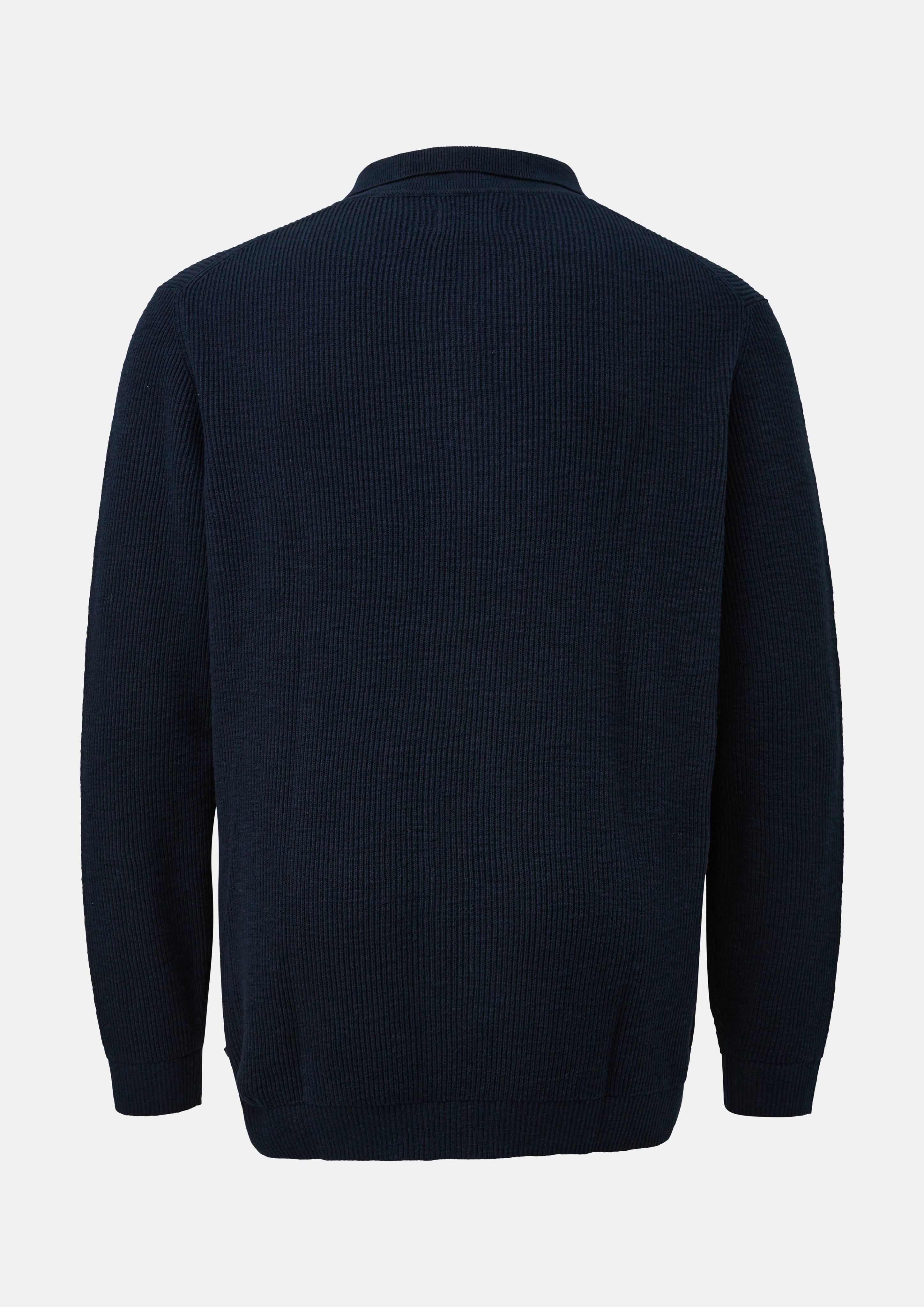 Hommes Polo en maille à fermeture éclair et texture côtelée en bleu de s.Oliver Men Big Sizes