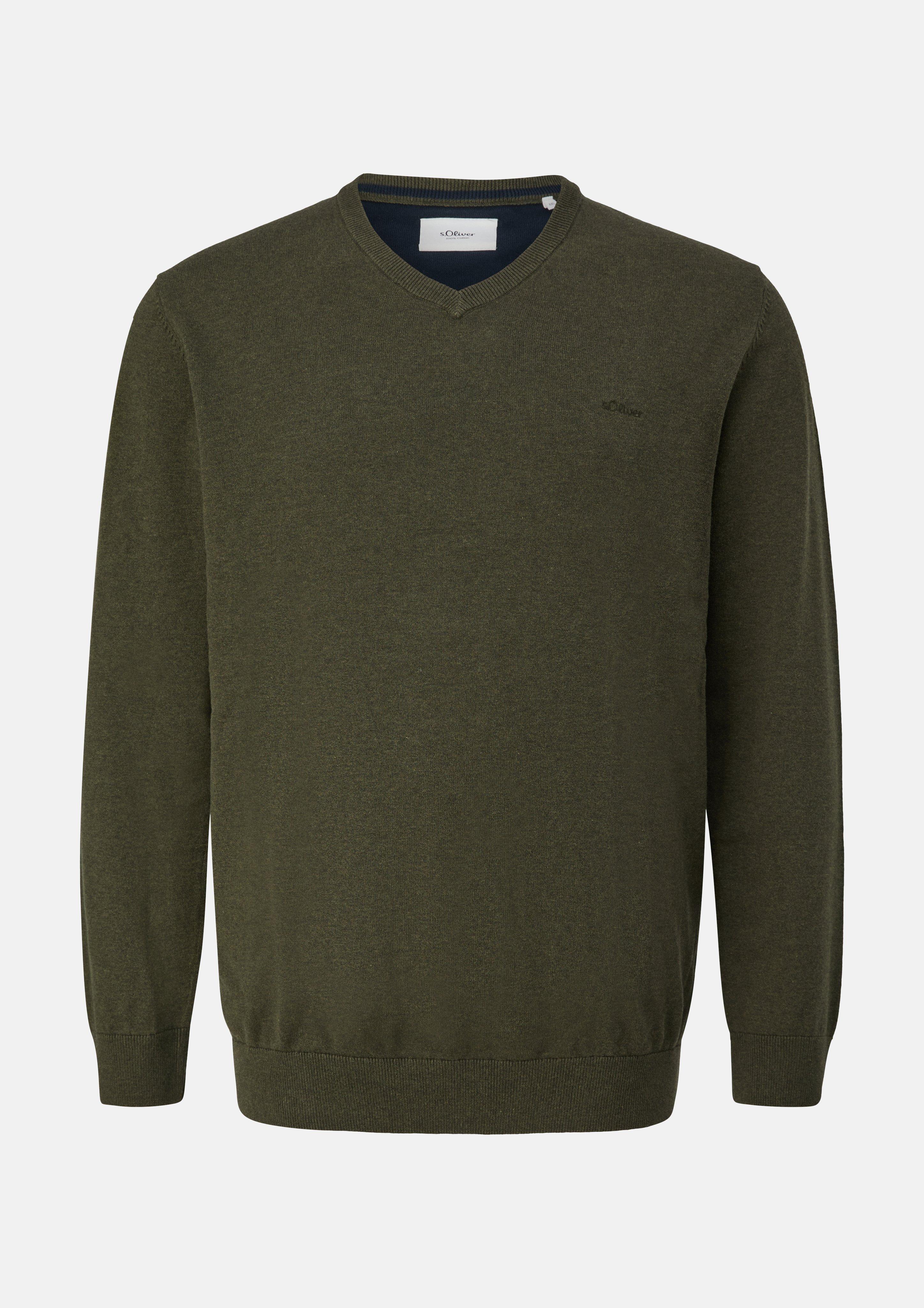 Knitted pullover in olive by s.Oliver Men Big Sizes