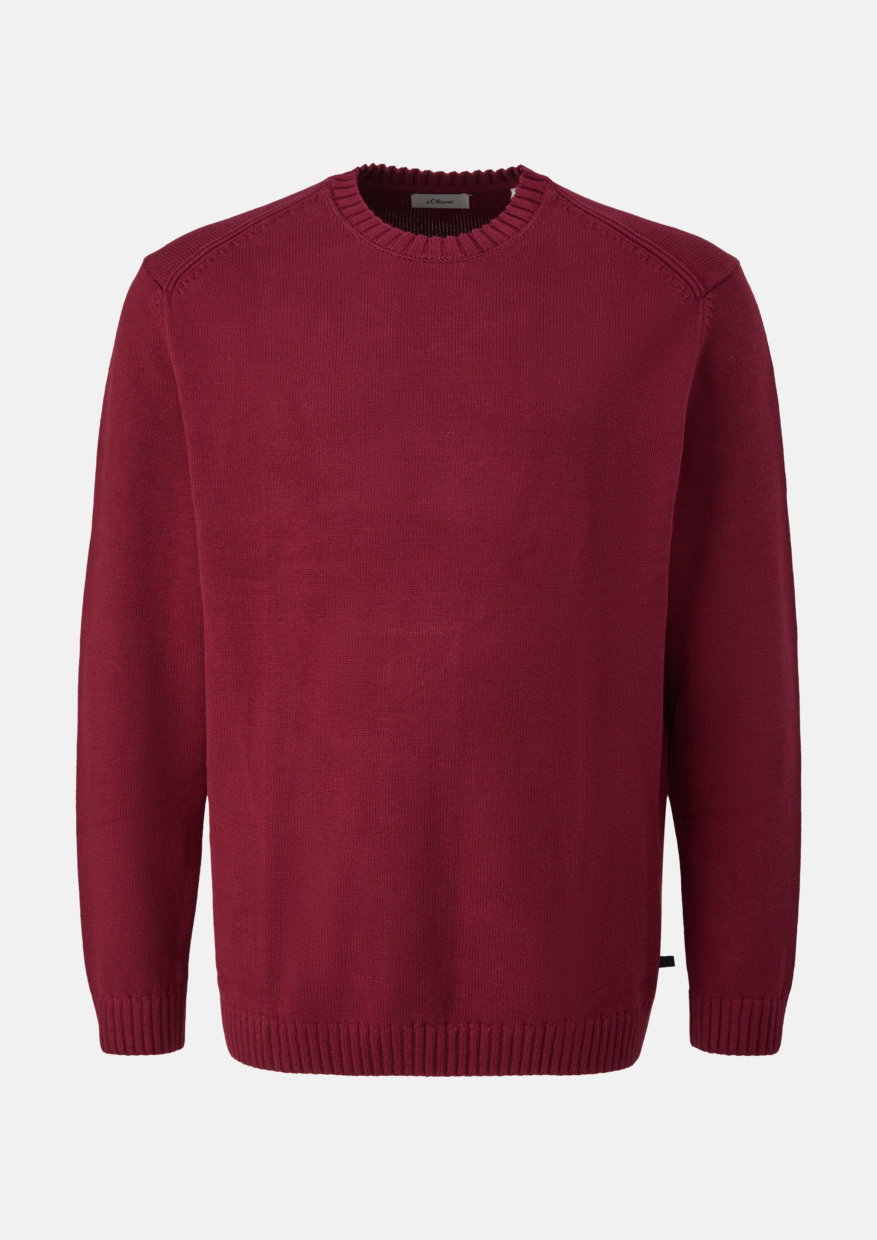 Rundhals-Strickpullover aus Baumwolle in Farbe bordeaux von s.Oliver Men Big Sizes