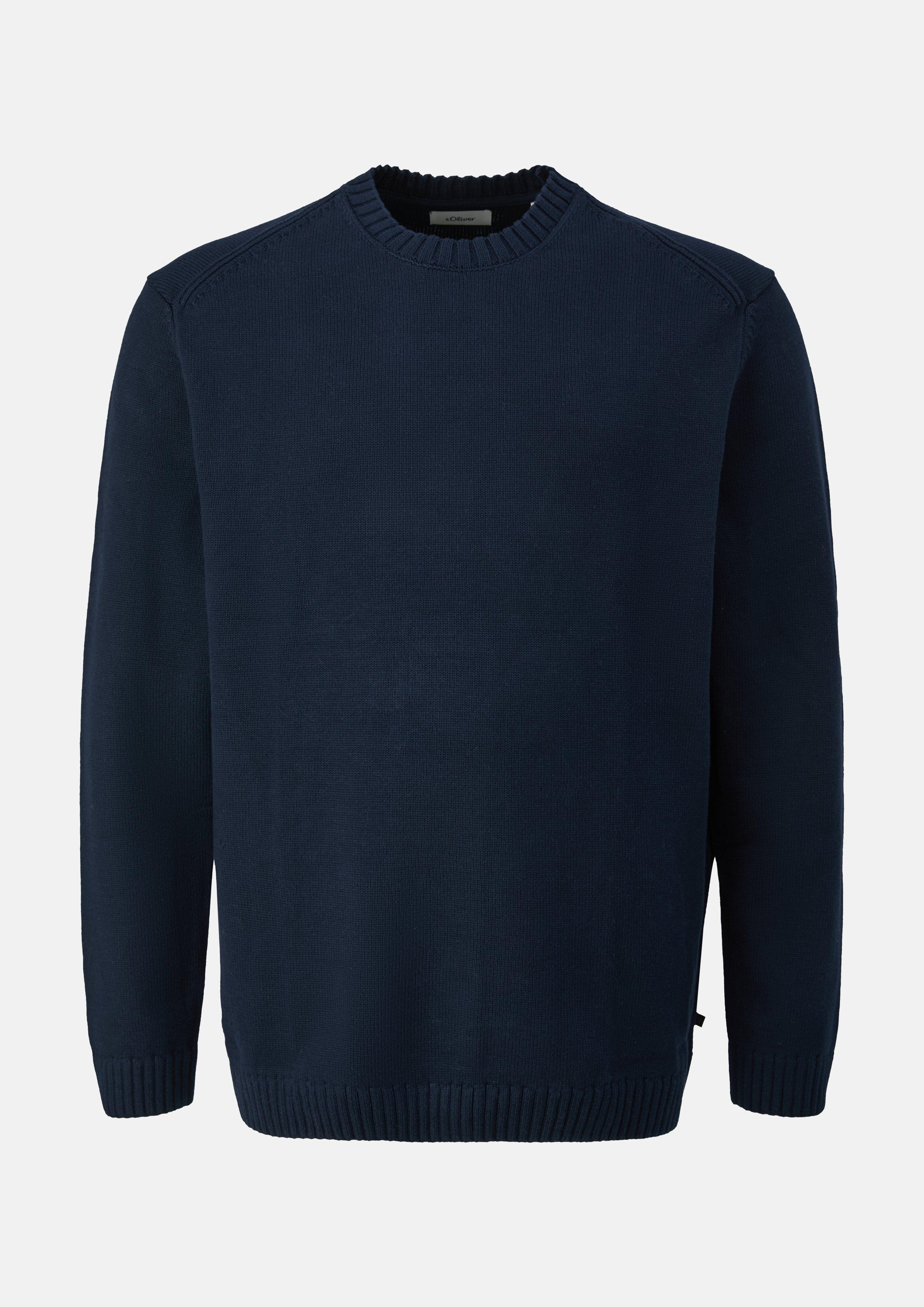 Herren Rundhals-Strickpullover aus Baumwolle in blau von s.Oliver Men Big Sizes