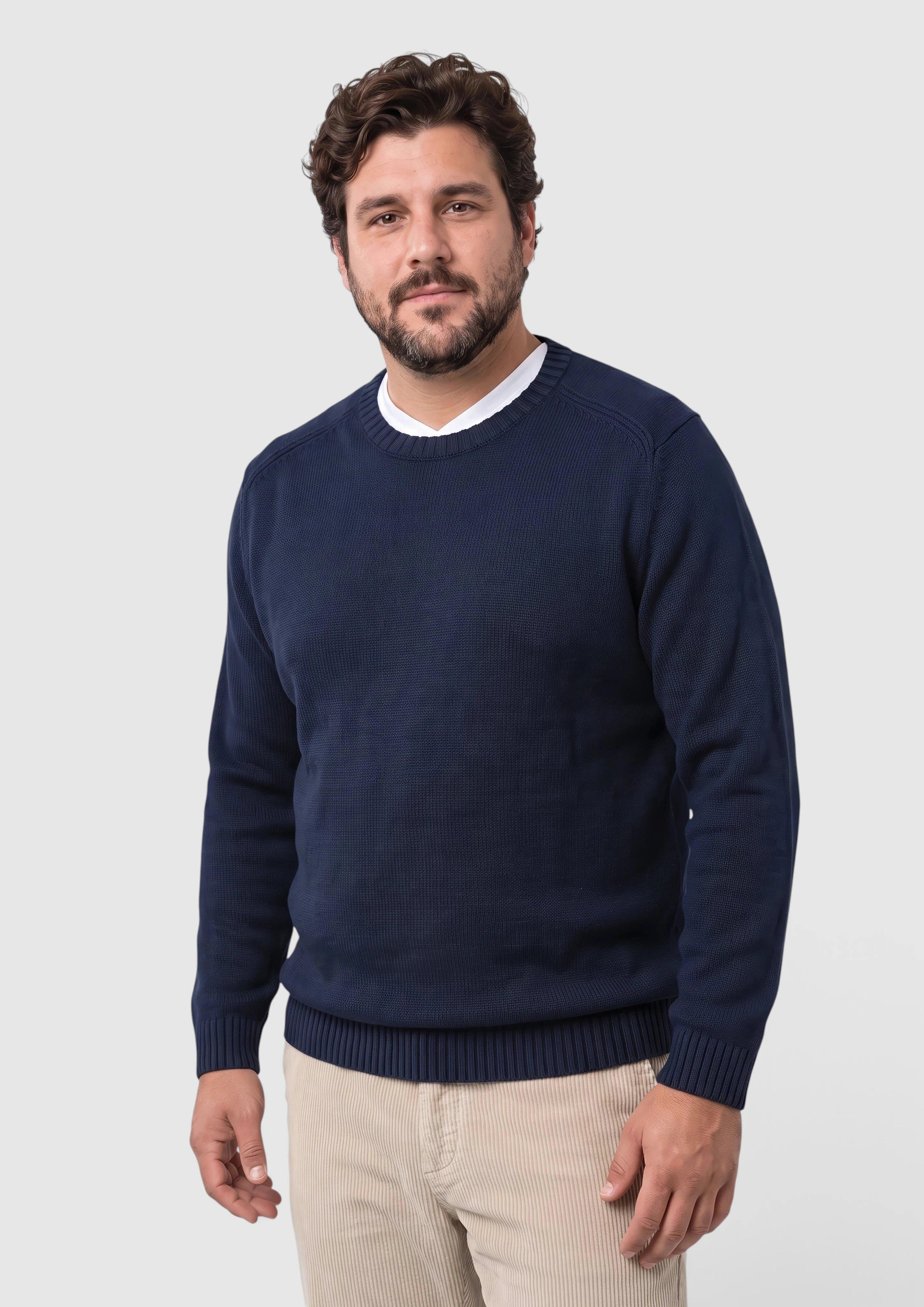 Pleten pulover z okroglim izrezom iz bombaža v barvi mornarsko modra od s.Oliver Men Big Sizes