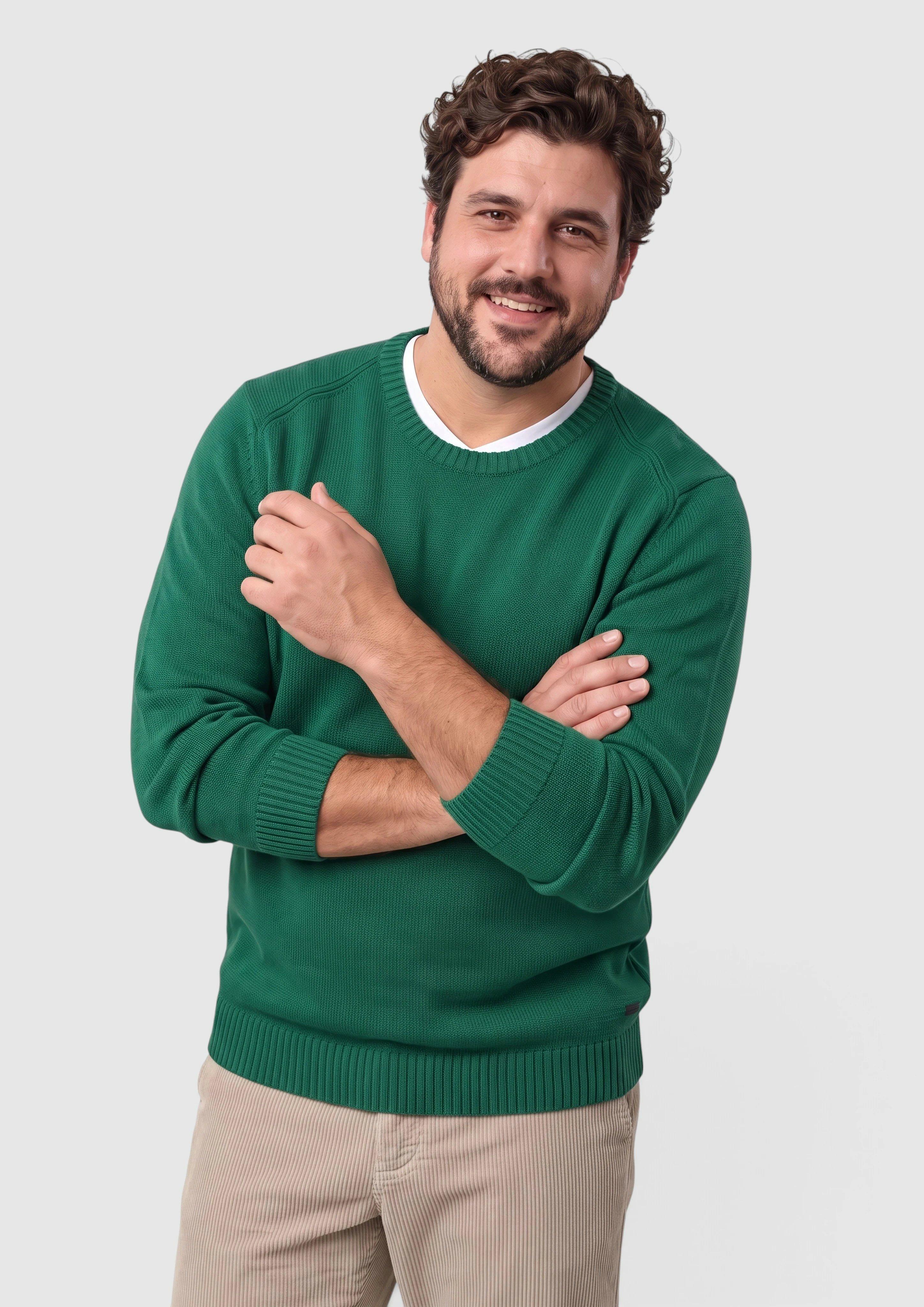 Katoenen trui met ronde hals in groen van s.Oliver Men Big Sizes