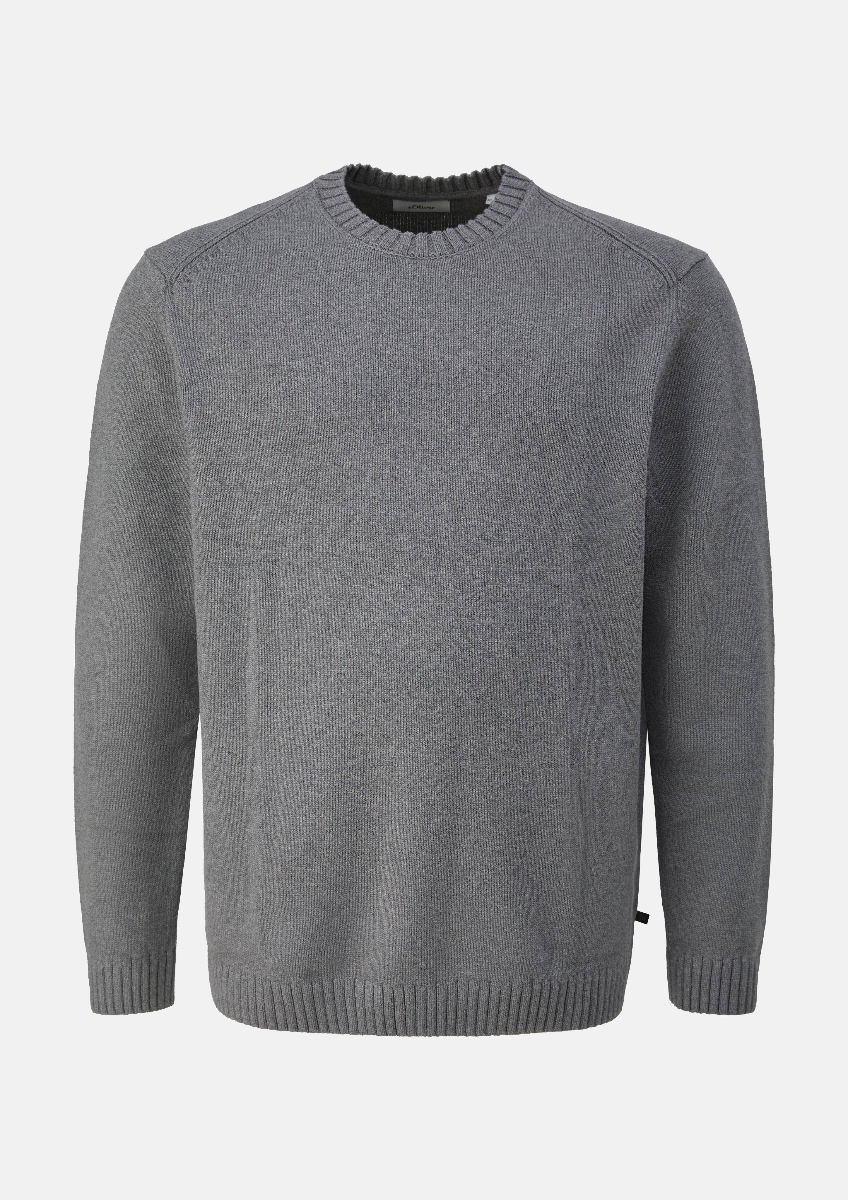 Herren Rundhals-Strickpullover aus Baumwolle in grau von s.Oliver Men Big Sizes