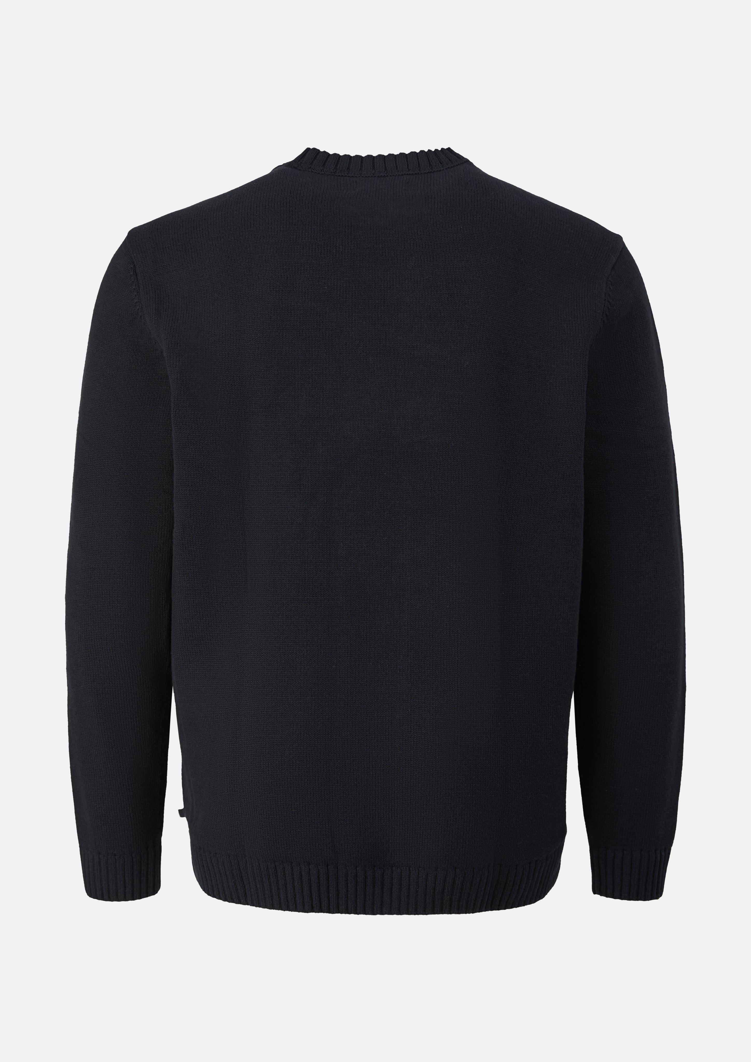 Herren Rundhals-Strickpullover aus Baumwolle in schwarz von s.Oliver Men Big Sizes
