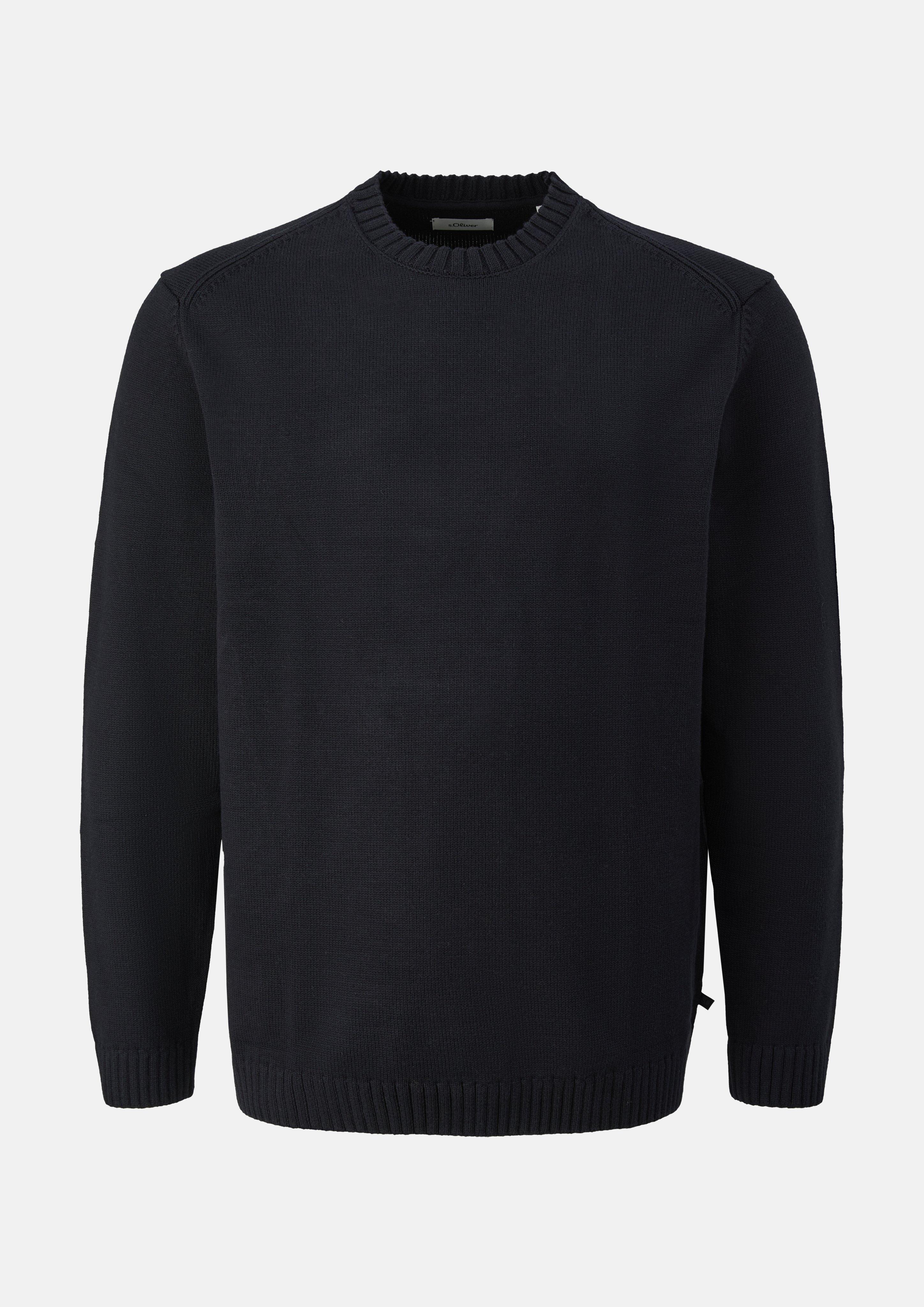 Herren Rundhals-Strickpullover aus Baumwolle in schwarz von s.Oliver Men Big Sizes