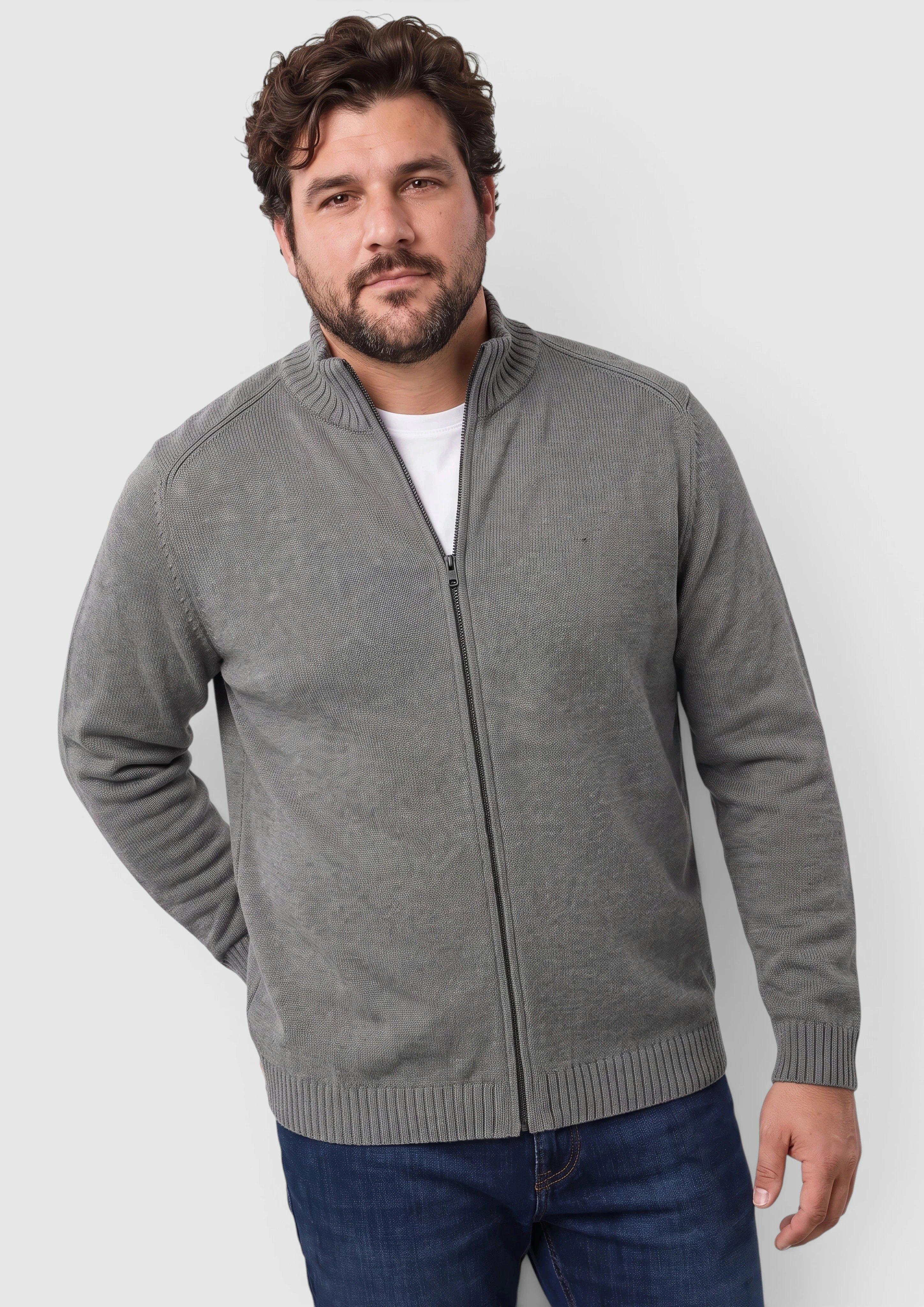 Gebreid vest met ritssluiting van 100% katoen in grafiet van s.Oliver Men Big Sizes