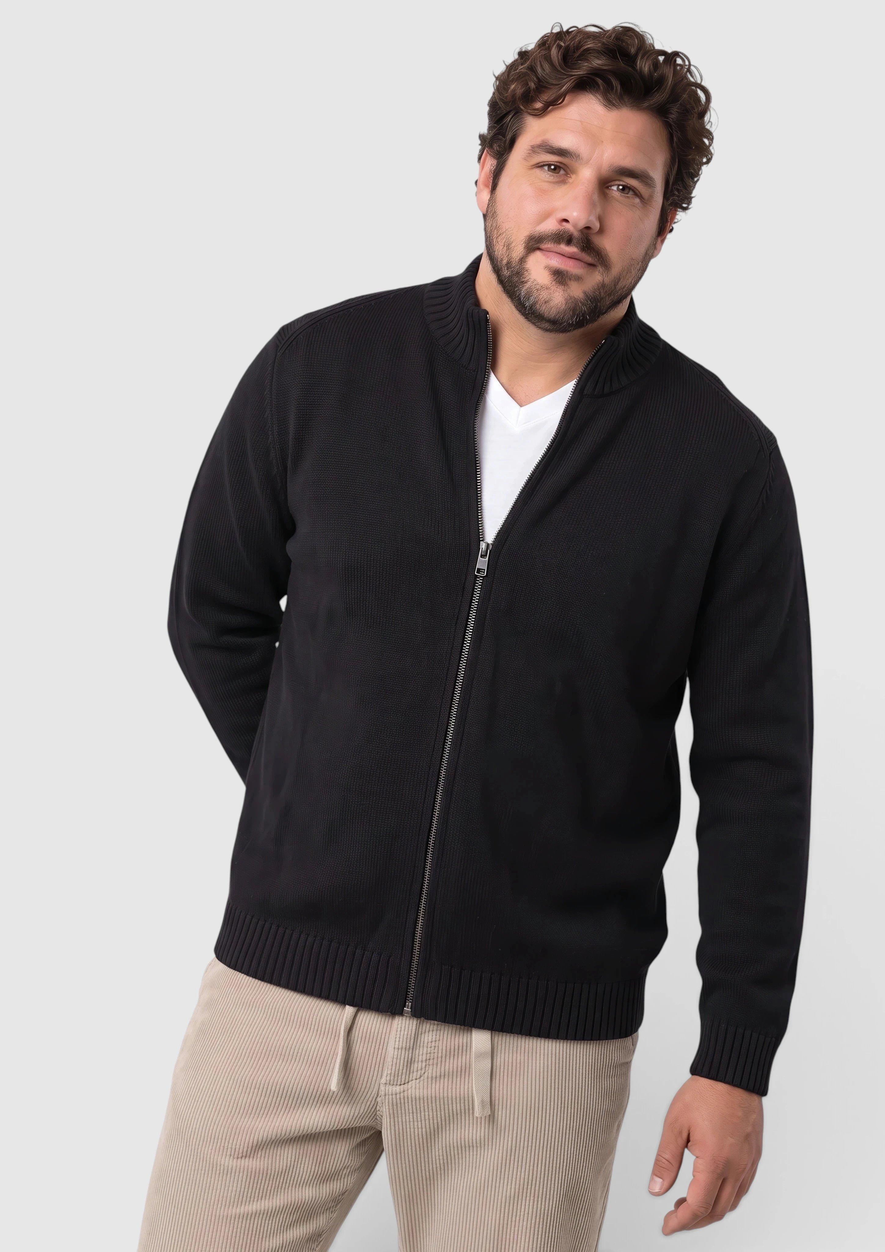 Cardigan zippé 100 % coton en noir de s.Oliver Men Big Sizes