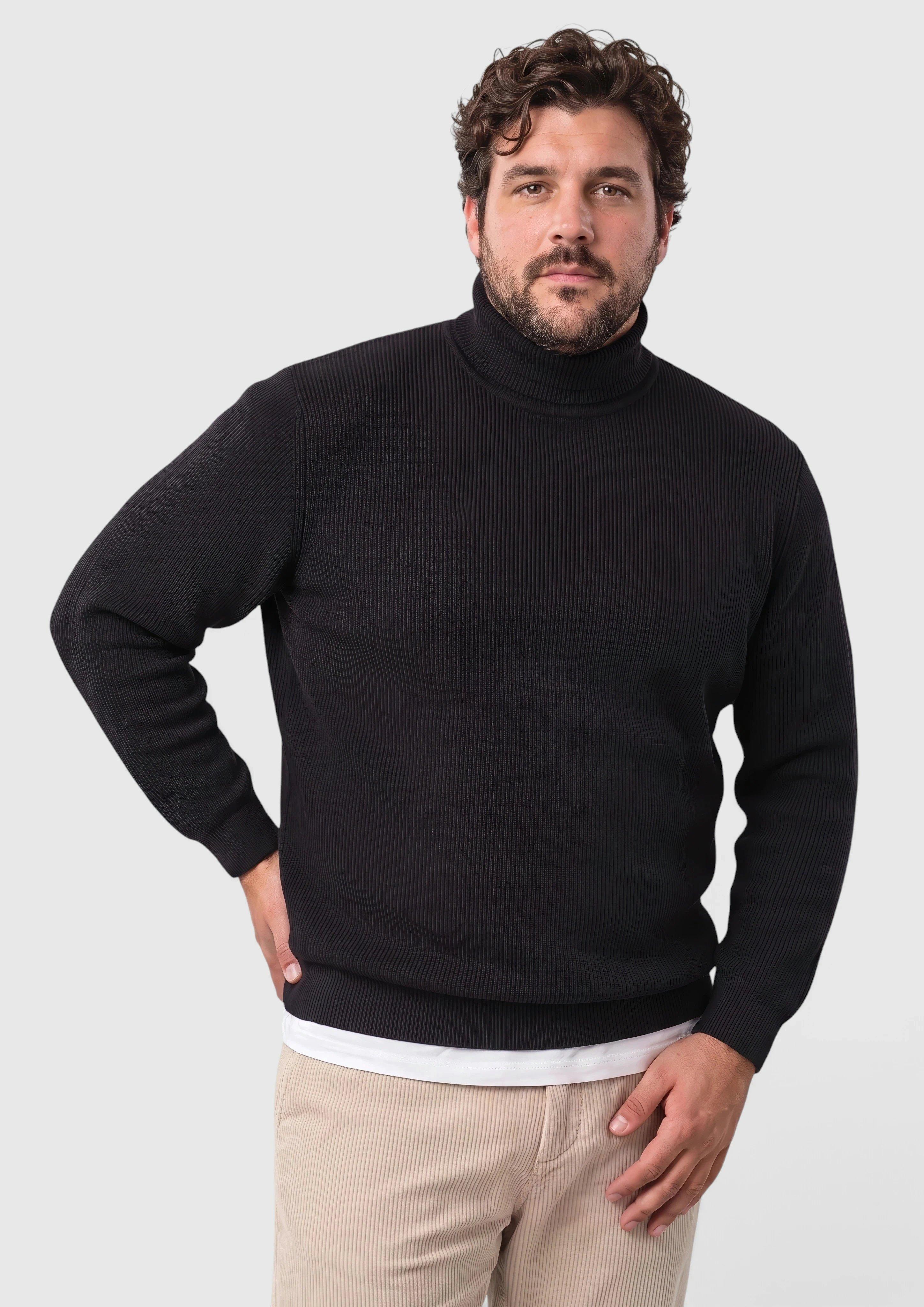 Pull à col roulé côtelé 100 % coton en noir de s.Oliver Men Big Sizes