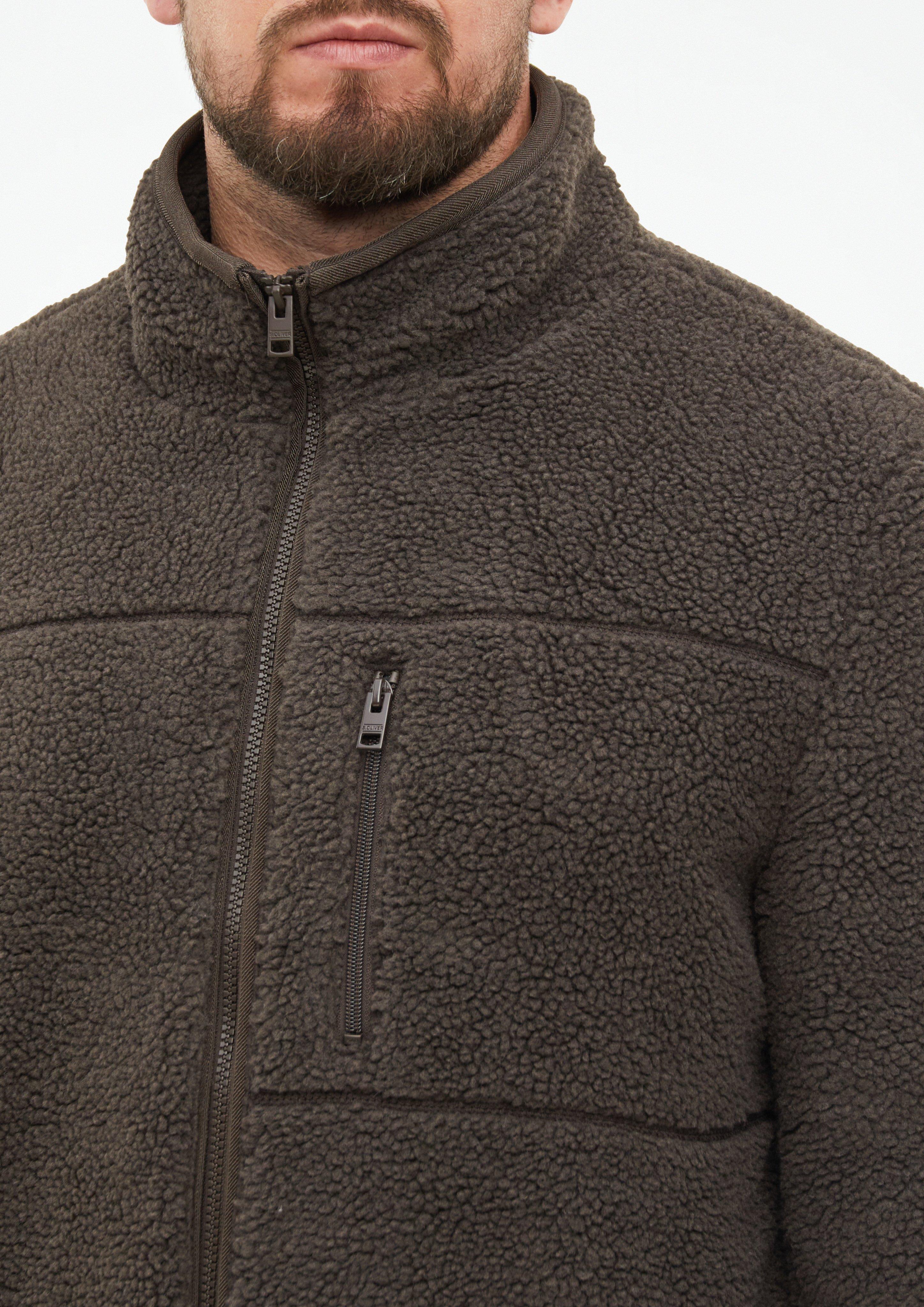 Hommes Veste sportive en peluche à col montant en brun de s.Oliver Men Tall Sizes