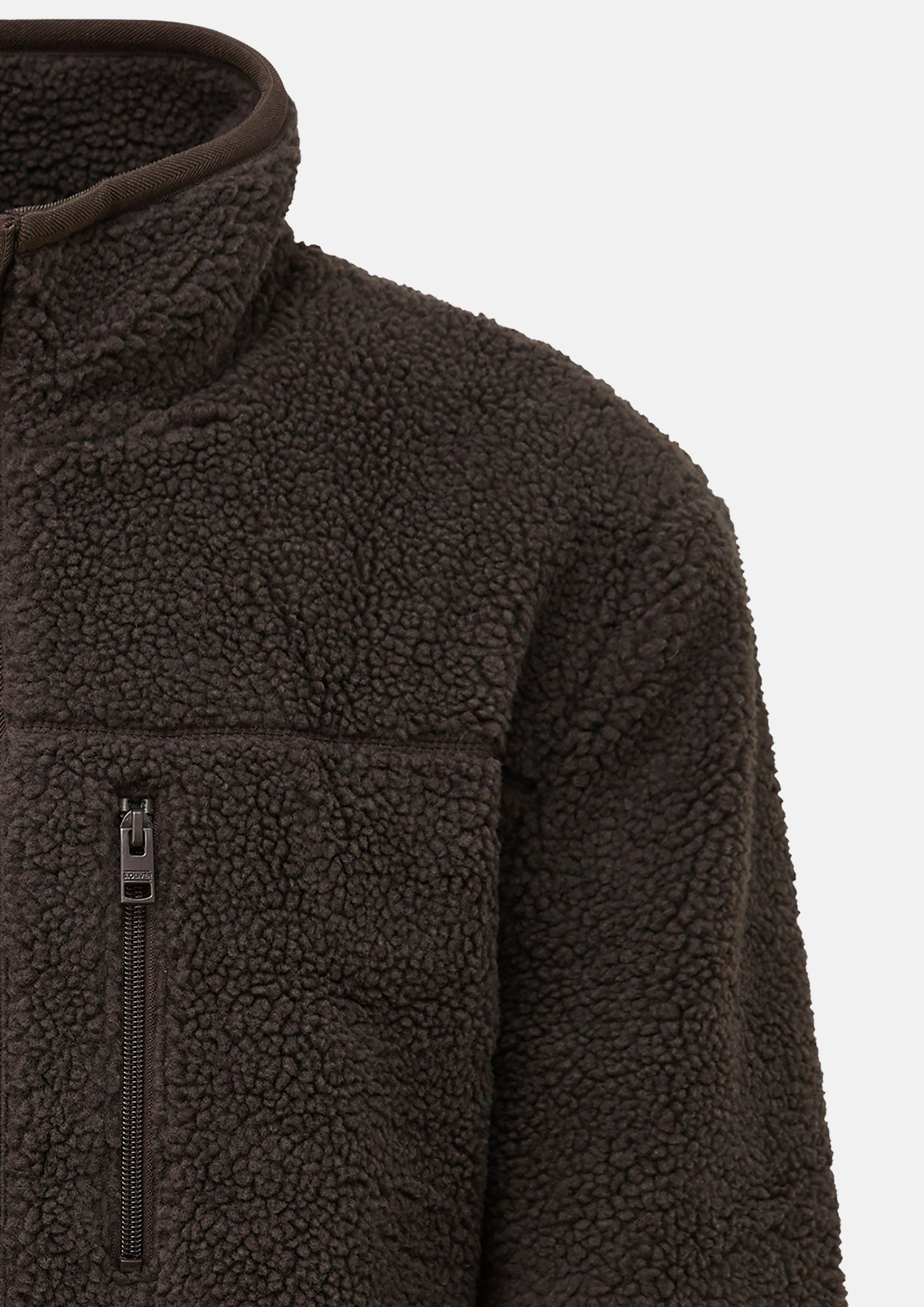 Hommes Veste sportive en peluche à col montant en brun de s.Oliver Men Tall Sizes