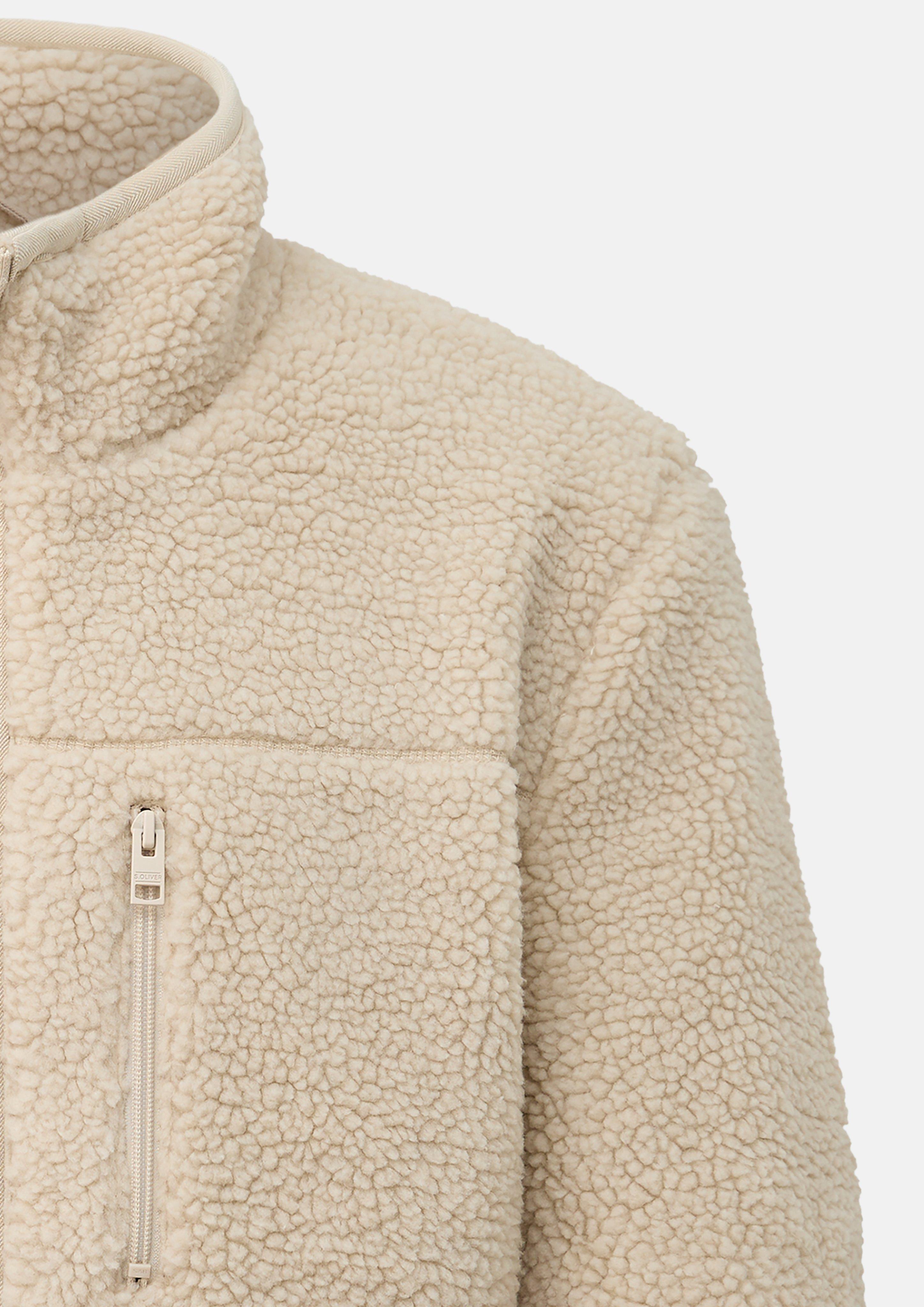 Herren Sportive Teddy-Jacke mit Stehkragen in beige von s.Oliver Men Tall Sizes
