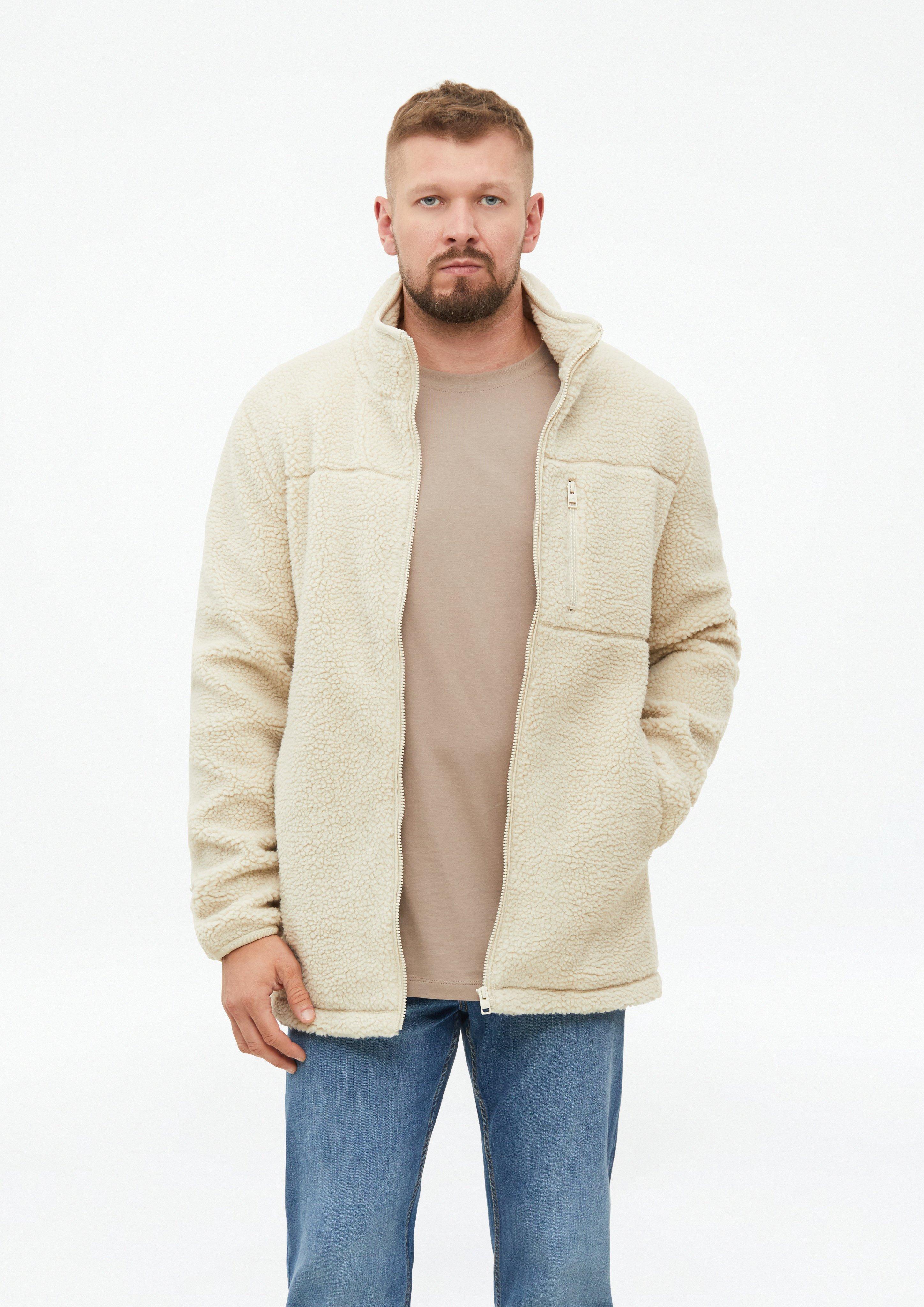 Veste sportive en peluche à col montant en beige de s.Oliver Men Tall Sizes