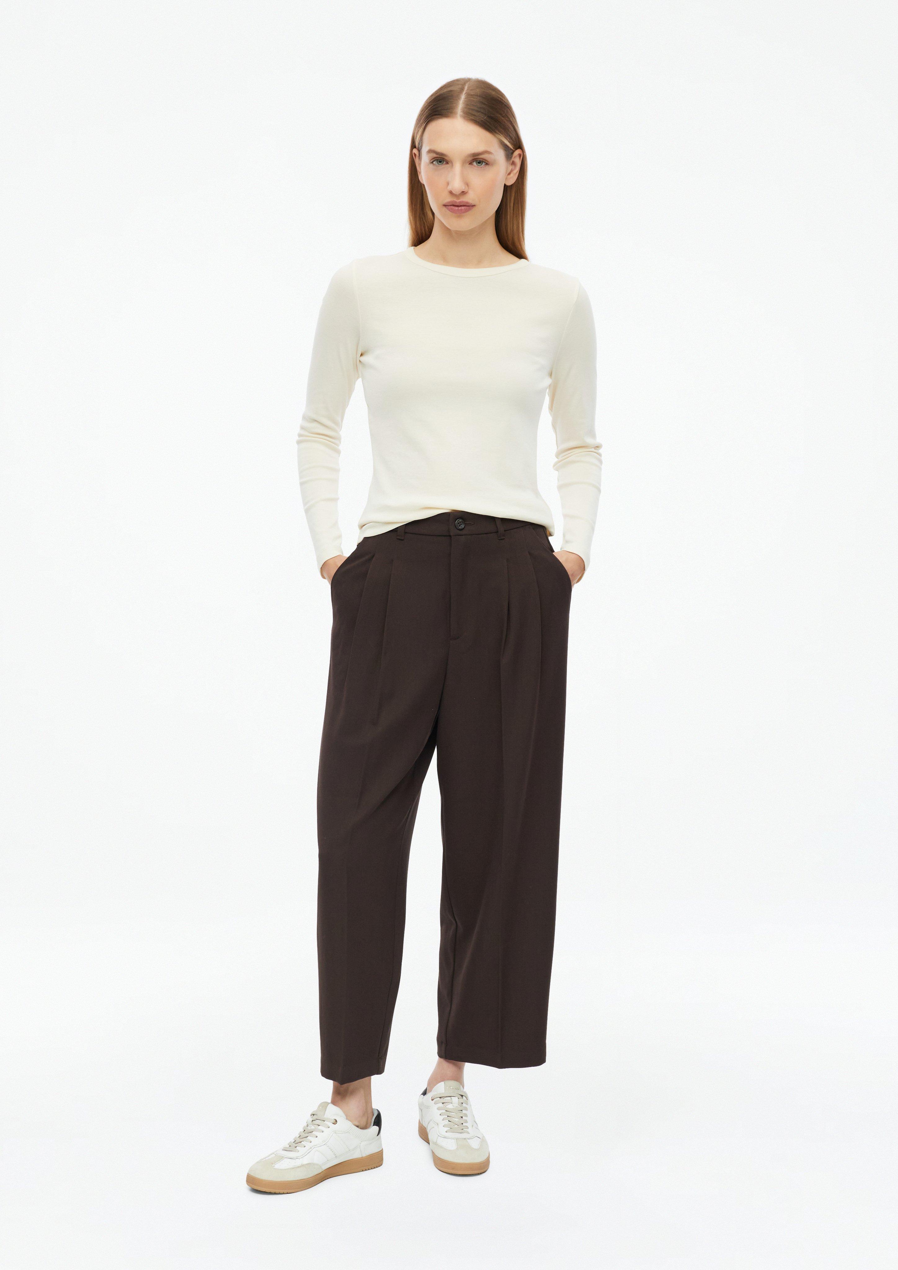 Twill Pants with Barrel Legs in dark brown by s.Oliver