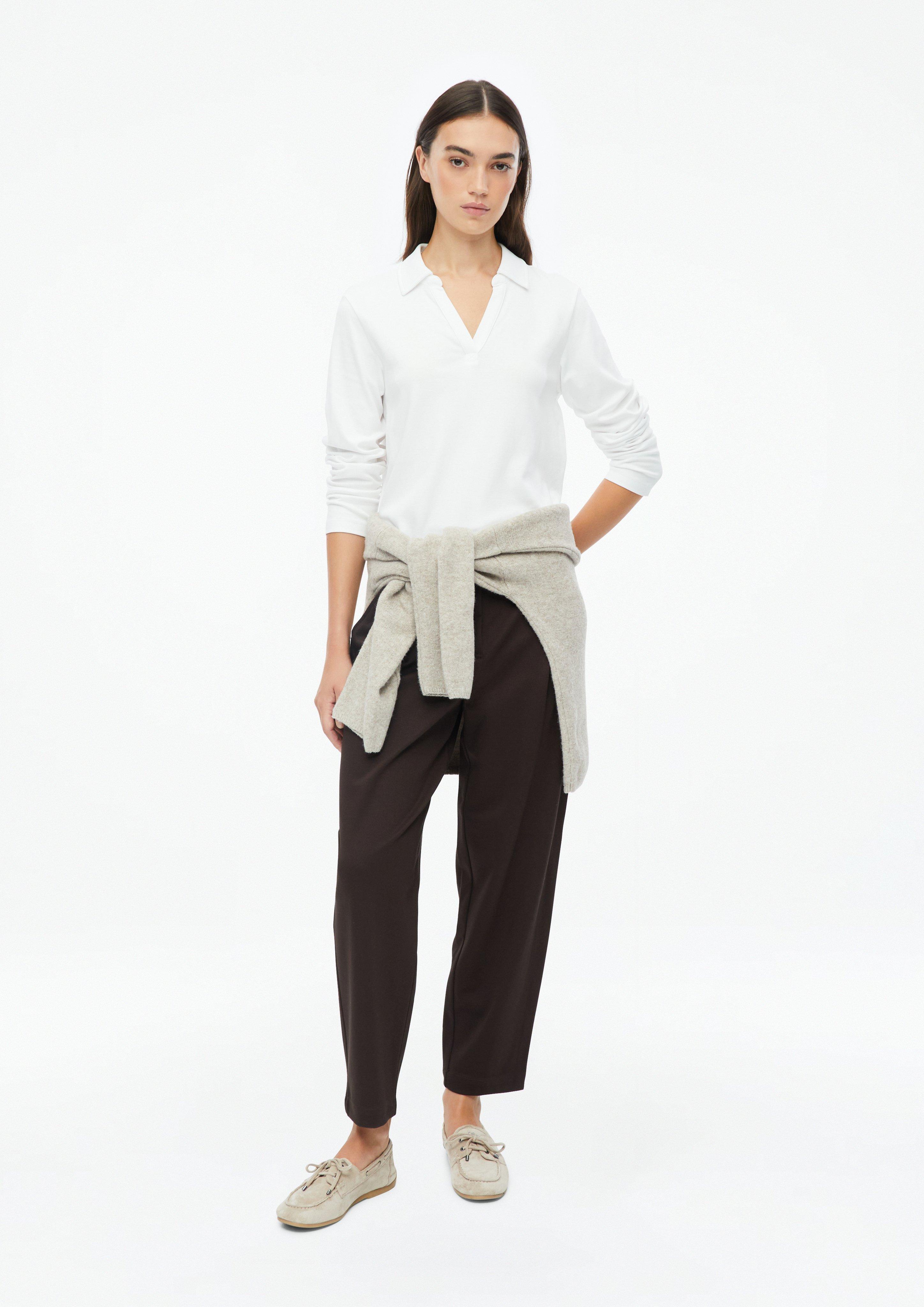 Dames Broek met wijd uitlopende pijpen en plooien in de tailleband in bruin van s.Oliver