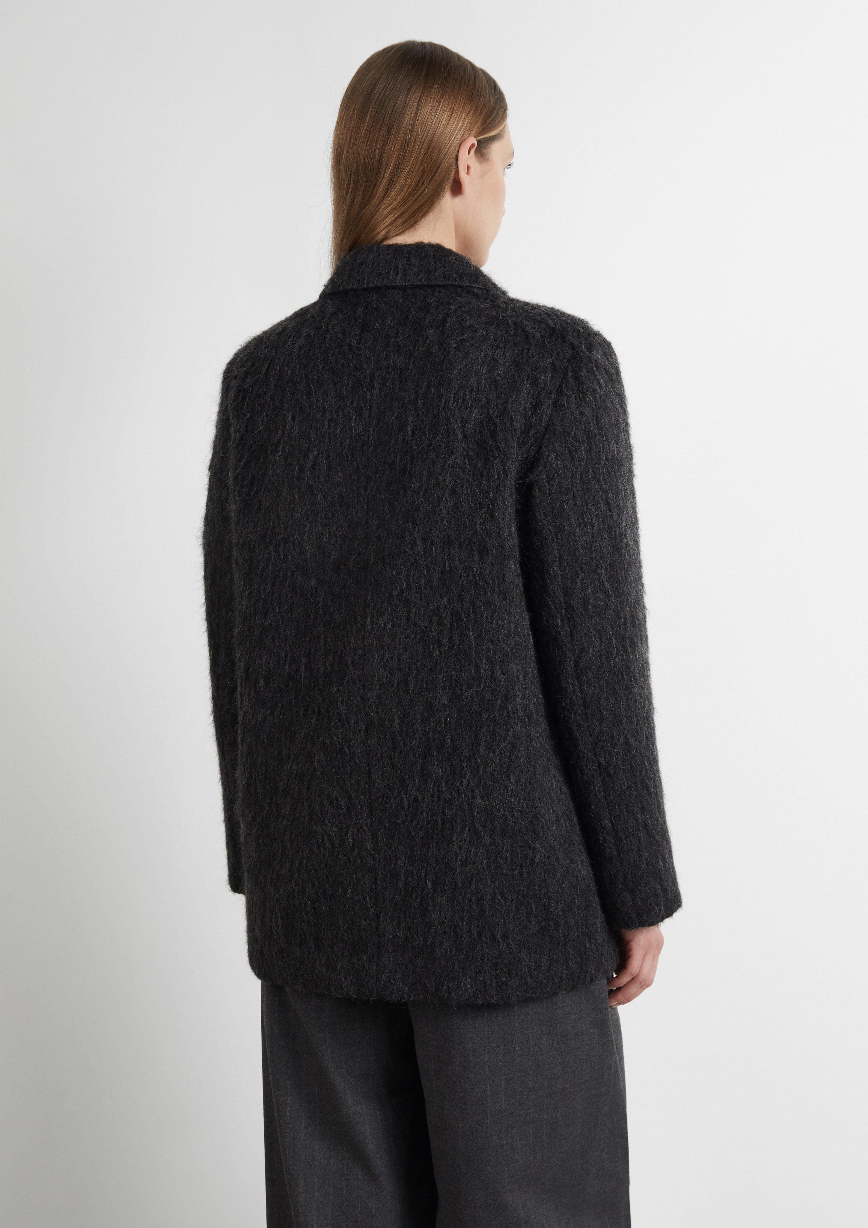 Damen Gebürstete Outdoor-Jacke mit Knopfverschluss und Leistentaschen in schwarz von COMMA
