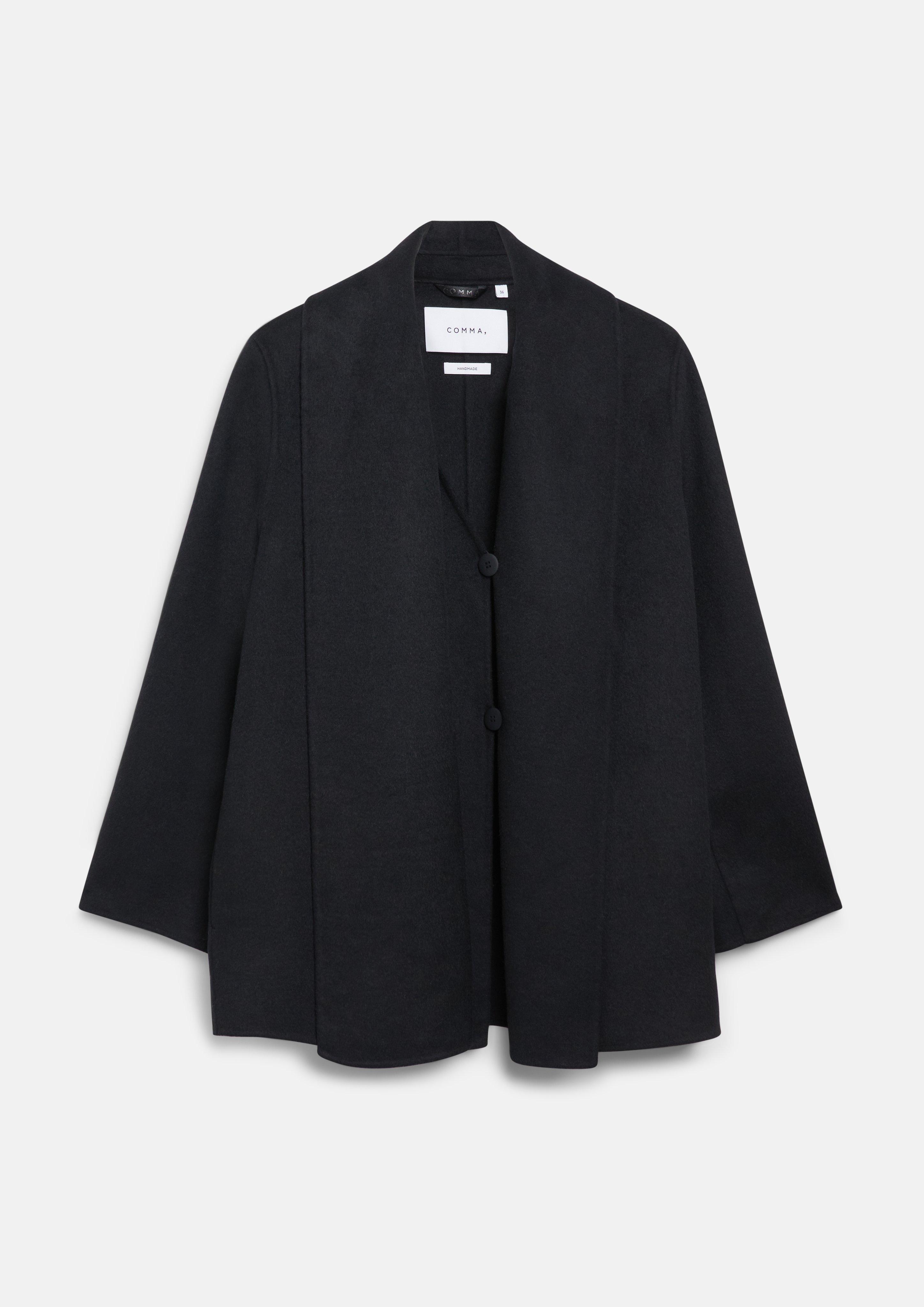 Damen Outdoor-Jacke aus Doubleface mit Schalkragen in schwarz von COMMA