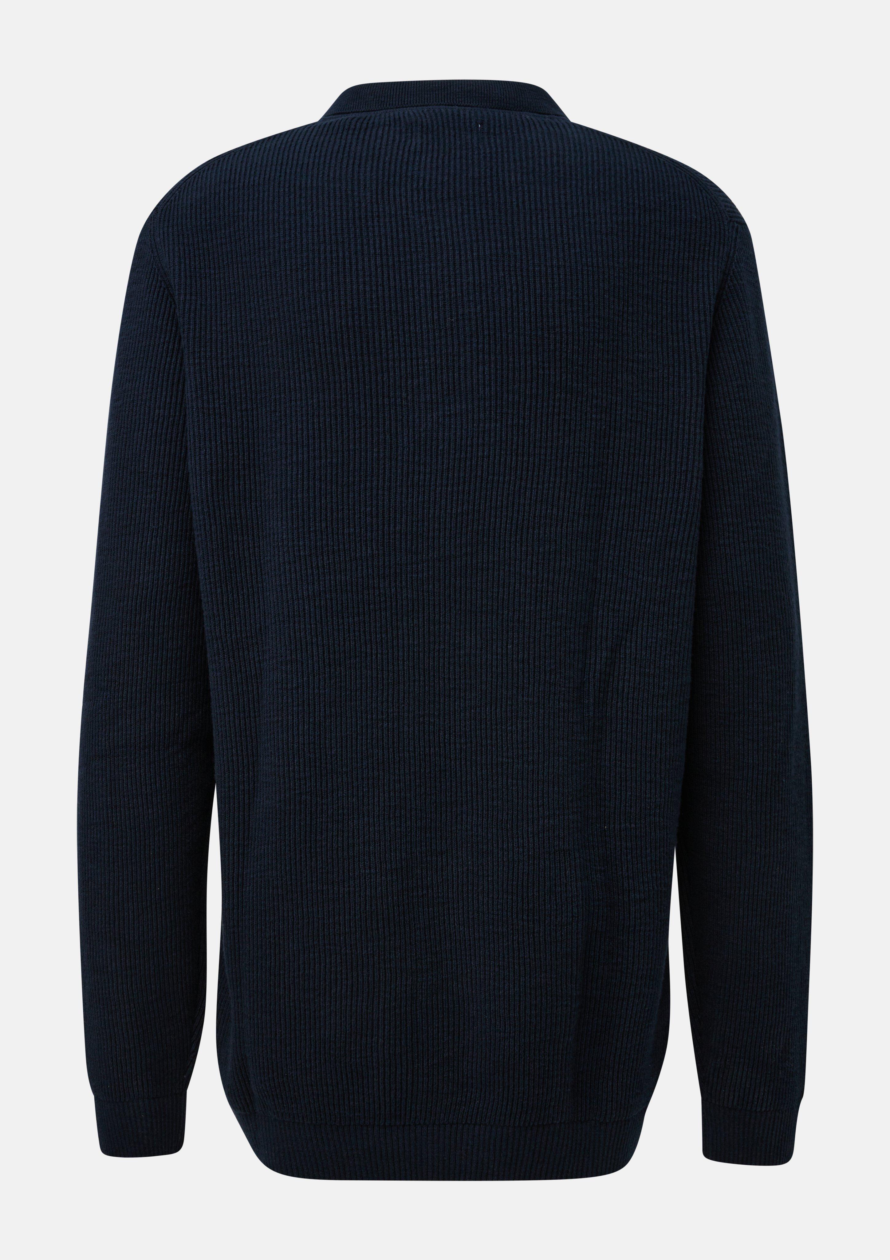 Hommes Polo en maille à fermeture éclair et texture côtelée en bleu de s.Oliver Men Tall Sizes
