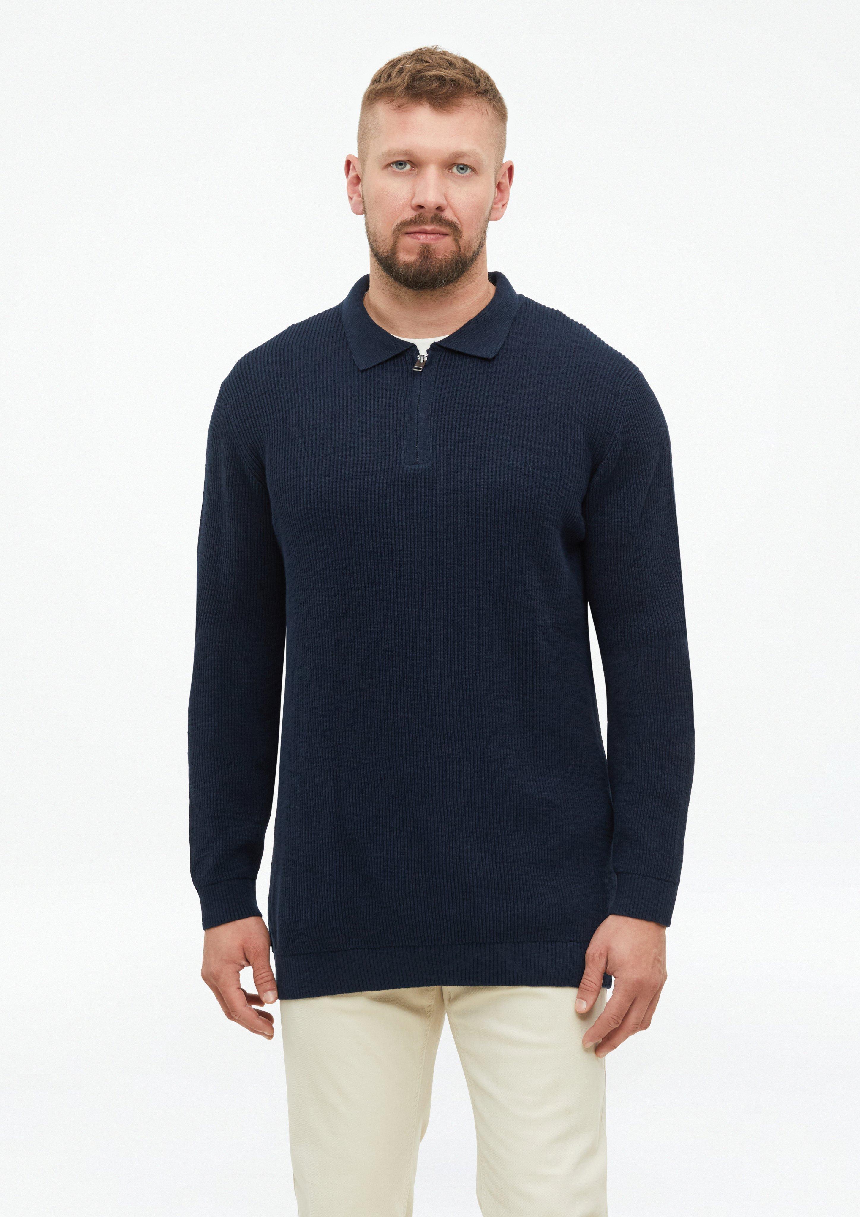 Pletena polo majica s patentnim zatvaračem i rebrastom strukturom u boji mornarska plava od s.Oliver Men Tall Sizes