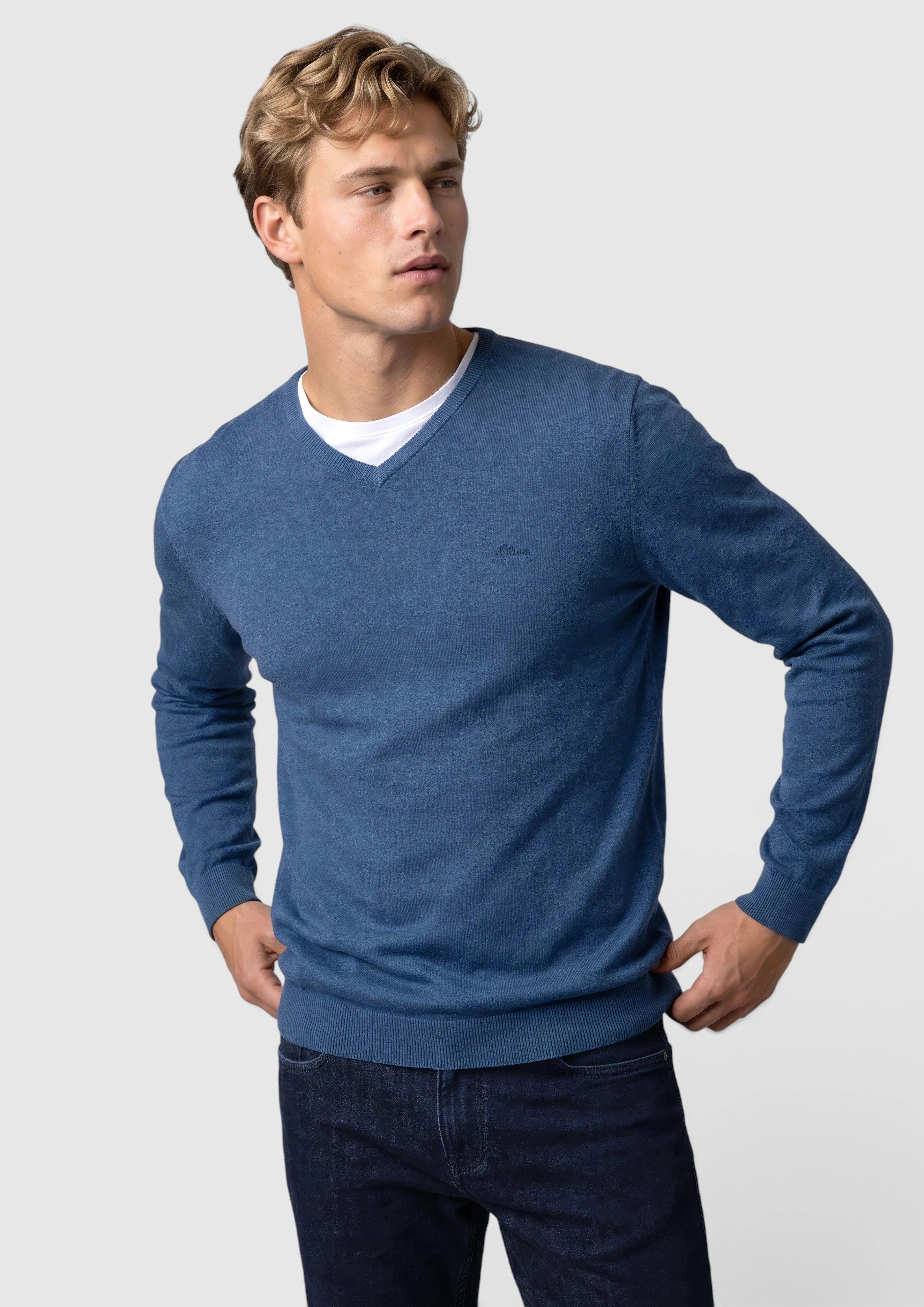 Pull en maille avec logo brodé en bleu roi de s.Oliver Men Tall Sizes