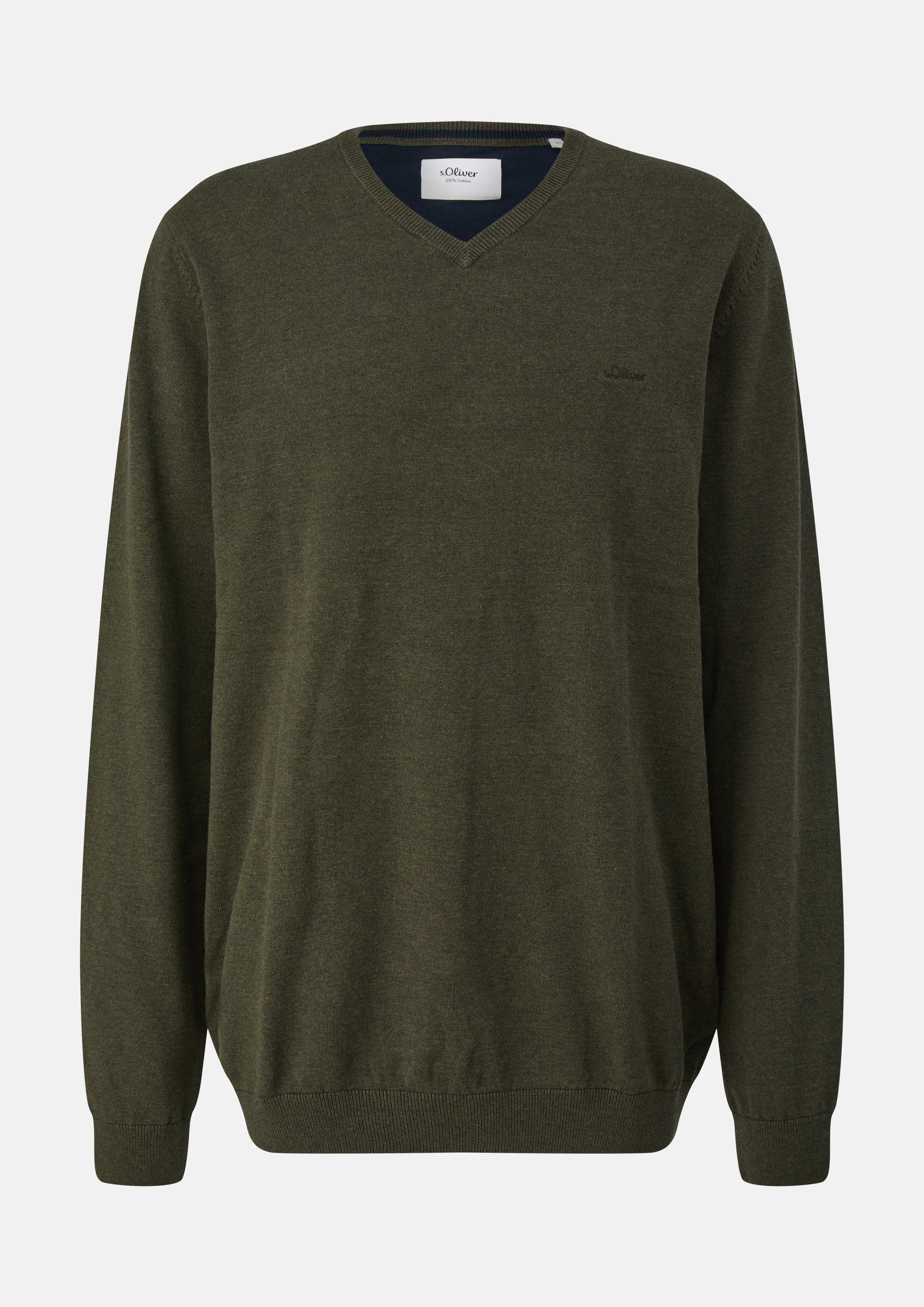 Pull en tricot en vert olive de s.Oliver Men Tall Sizes