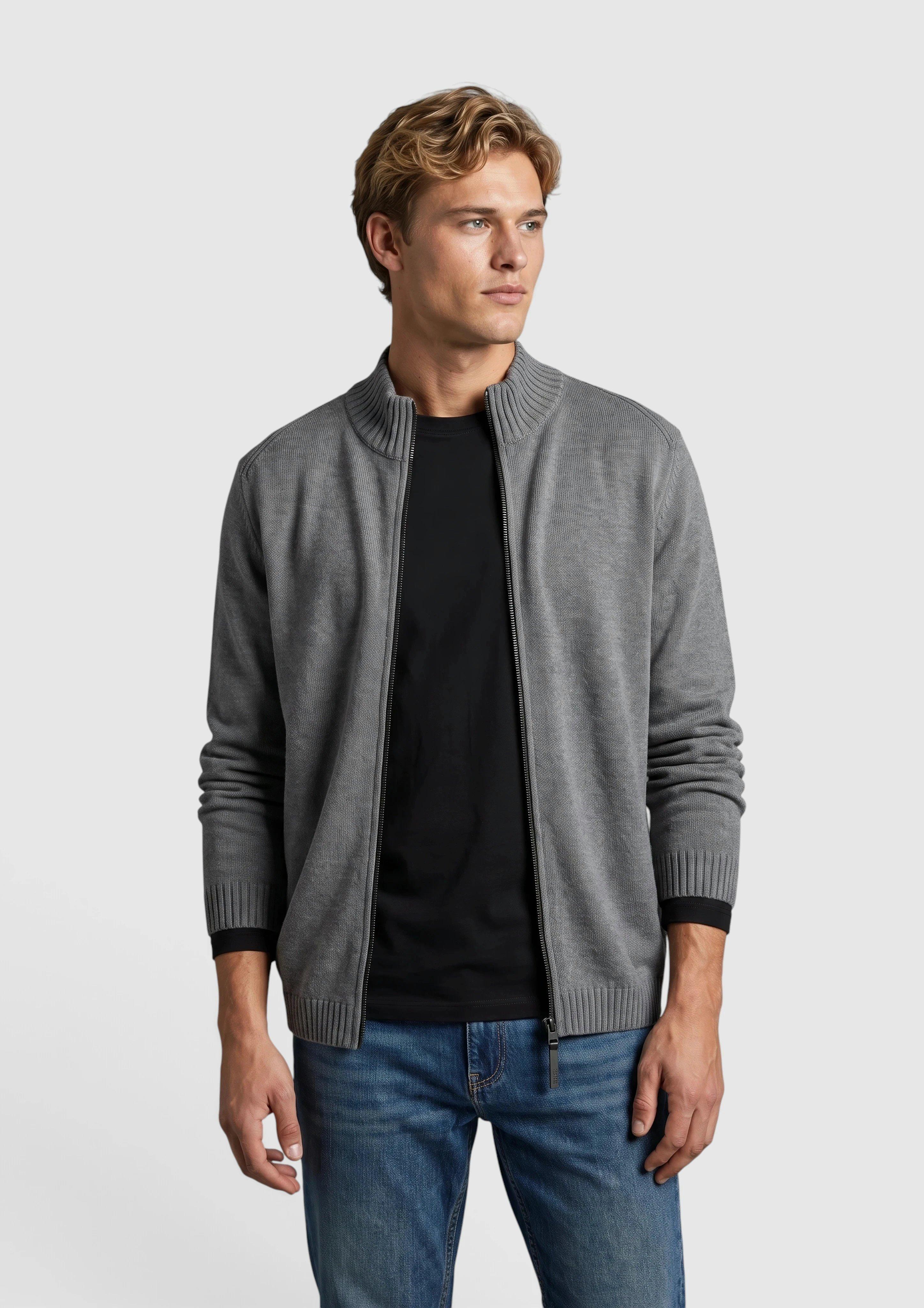 Cardigan zippé 100 % coton en graphite de s.Oliver Men Tall Sizes