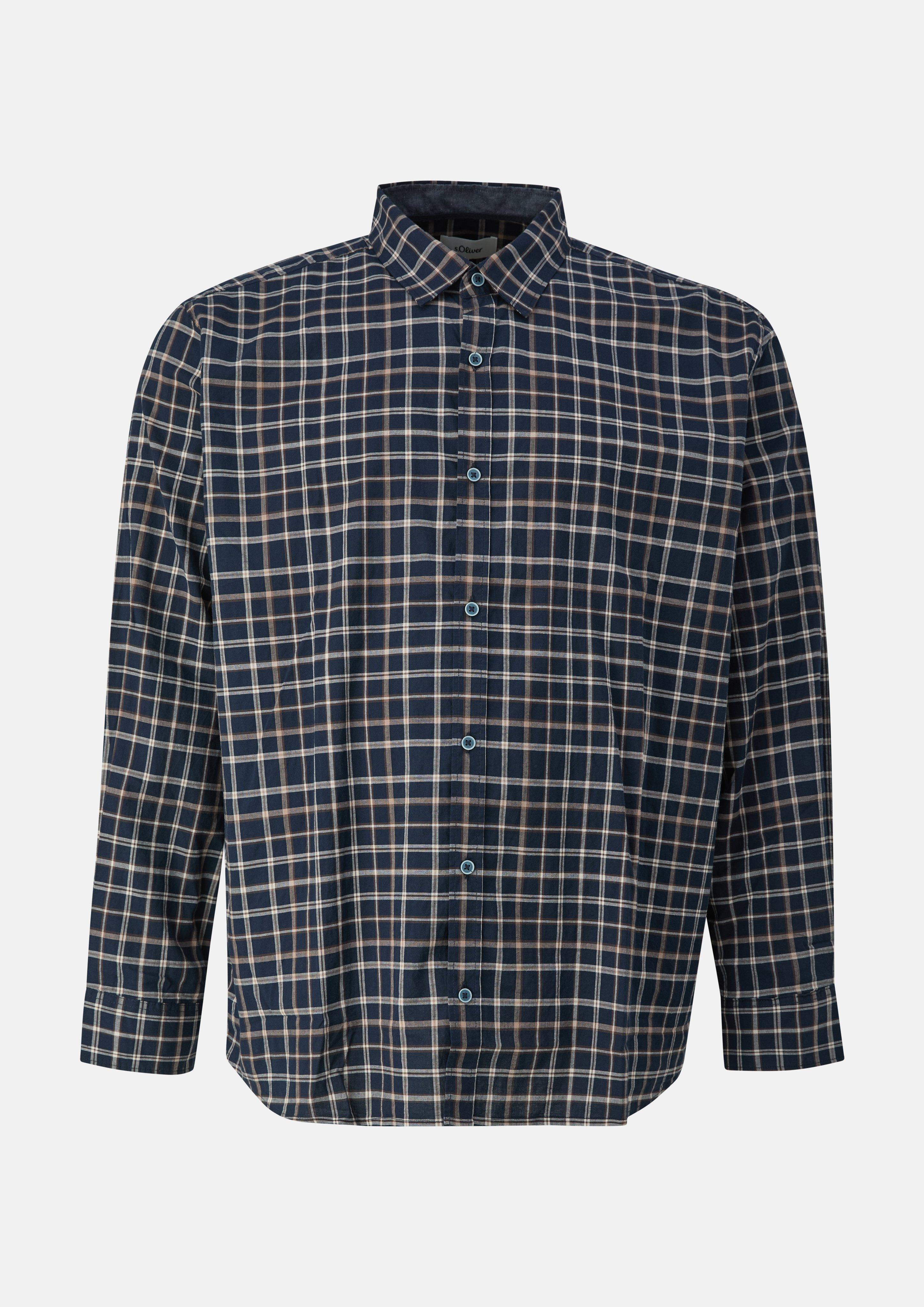 Hommes Coupe ajustée : chemise à carreaux en coton stretch doux en bleu de s.Oliver Men Big Sizes