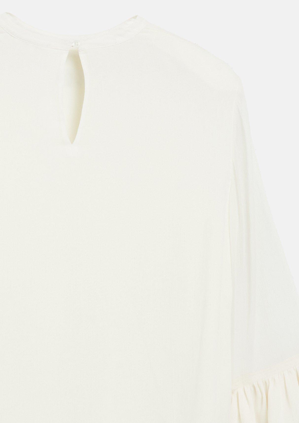 Strukturierte Chiffon-Bluse mit Volant-Ärmeln in creme von COMMA