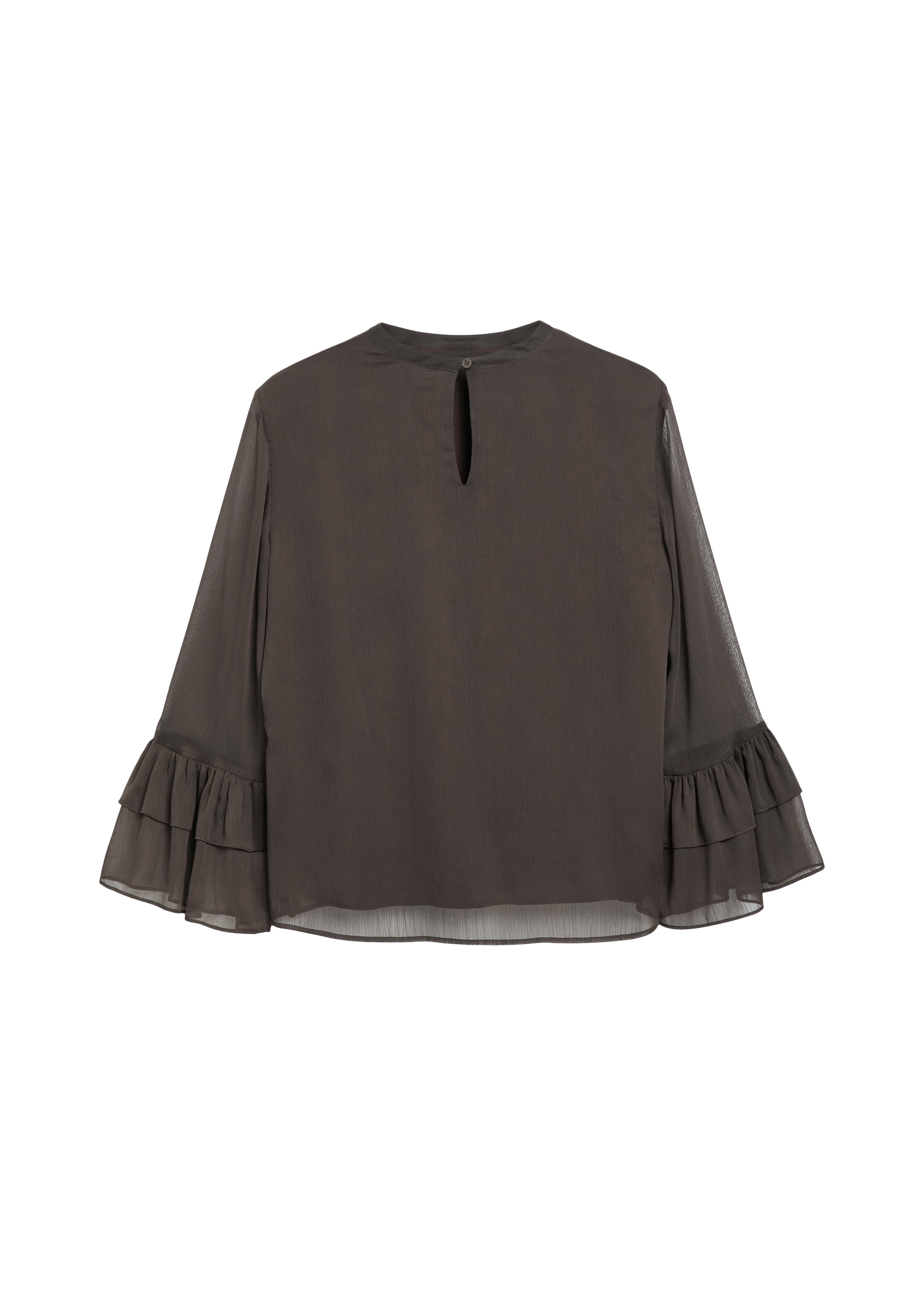 Gestructureerde chiffonblouse met volantmouwen