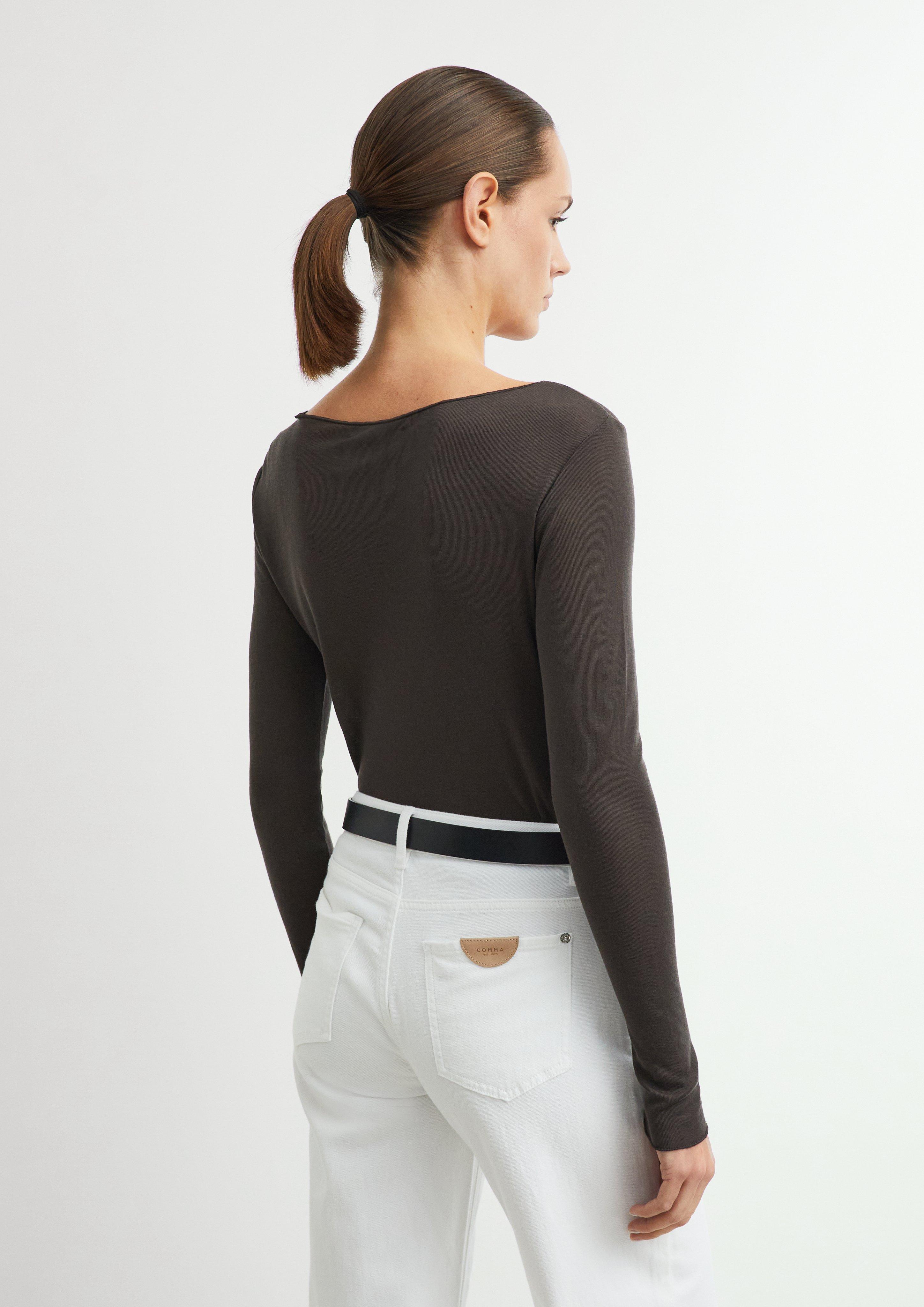 T-Shirt in braun von COMMA