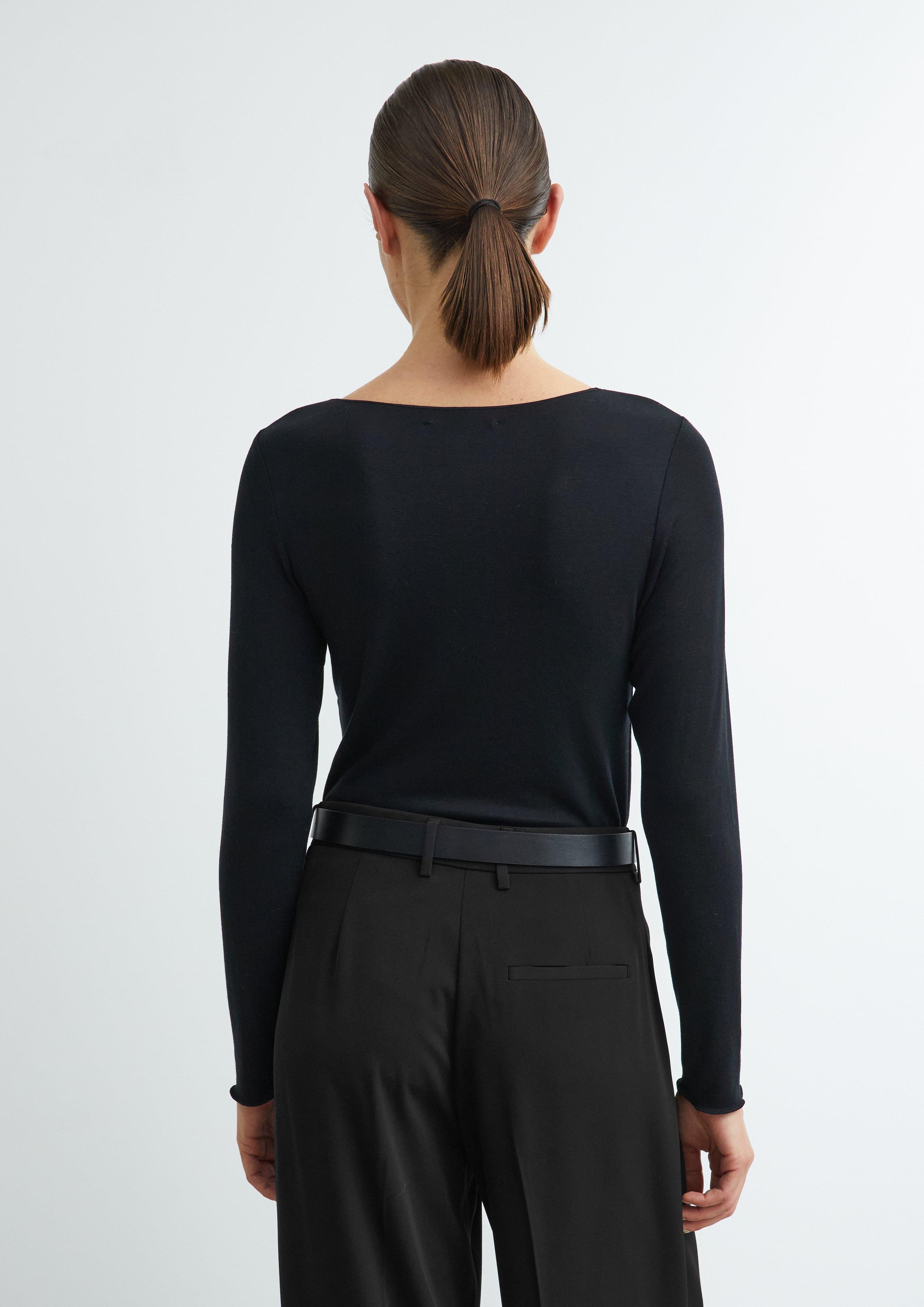 Lightweight long-sleeve shirt with wool blend in black by COMMA