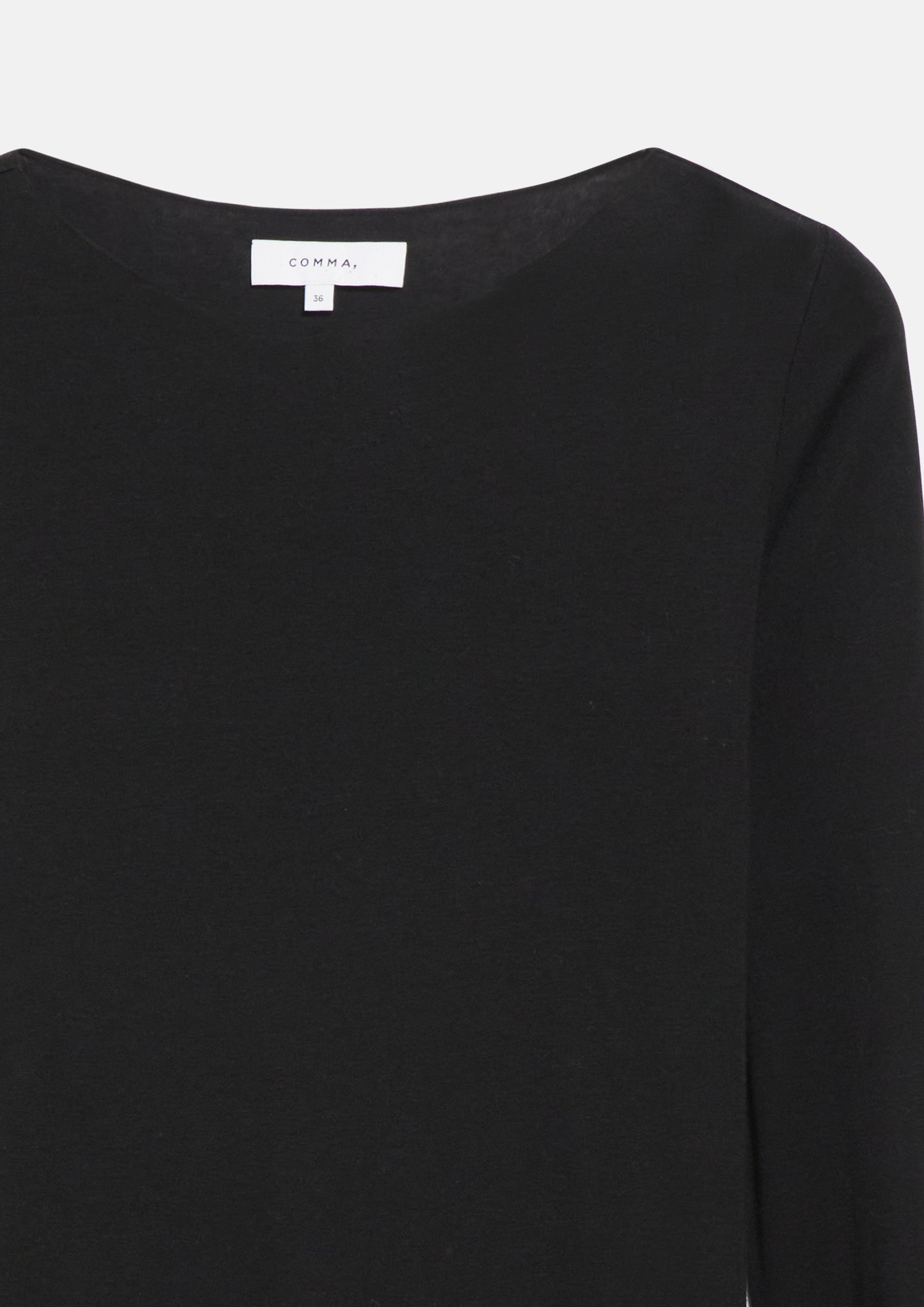 Women Lightweight long-sleeve shirt with wool blend in black by COMMA