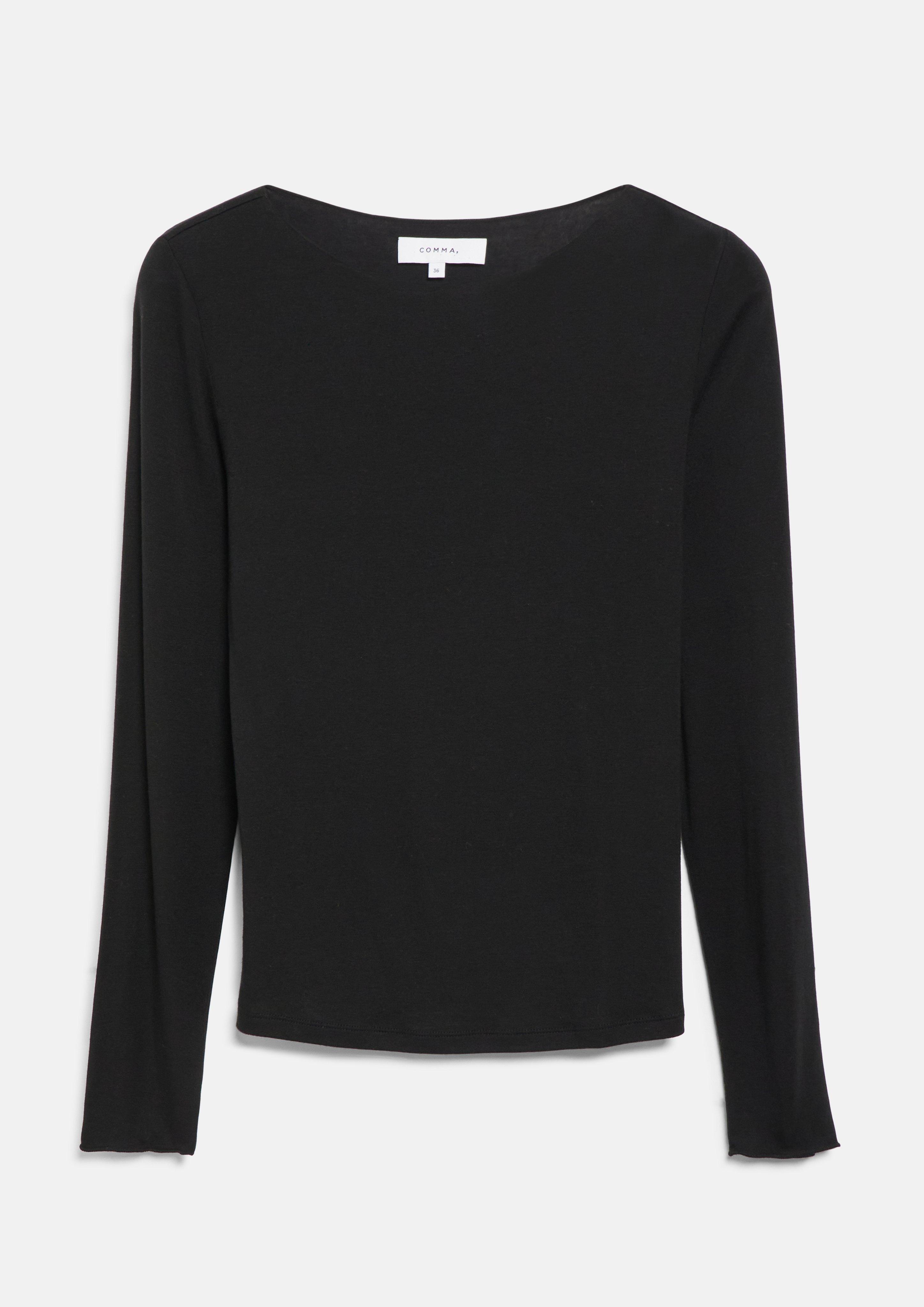 Lightweight long-sleeve shirt with wool blend in black by COMMA