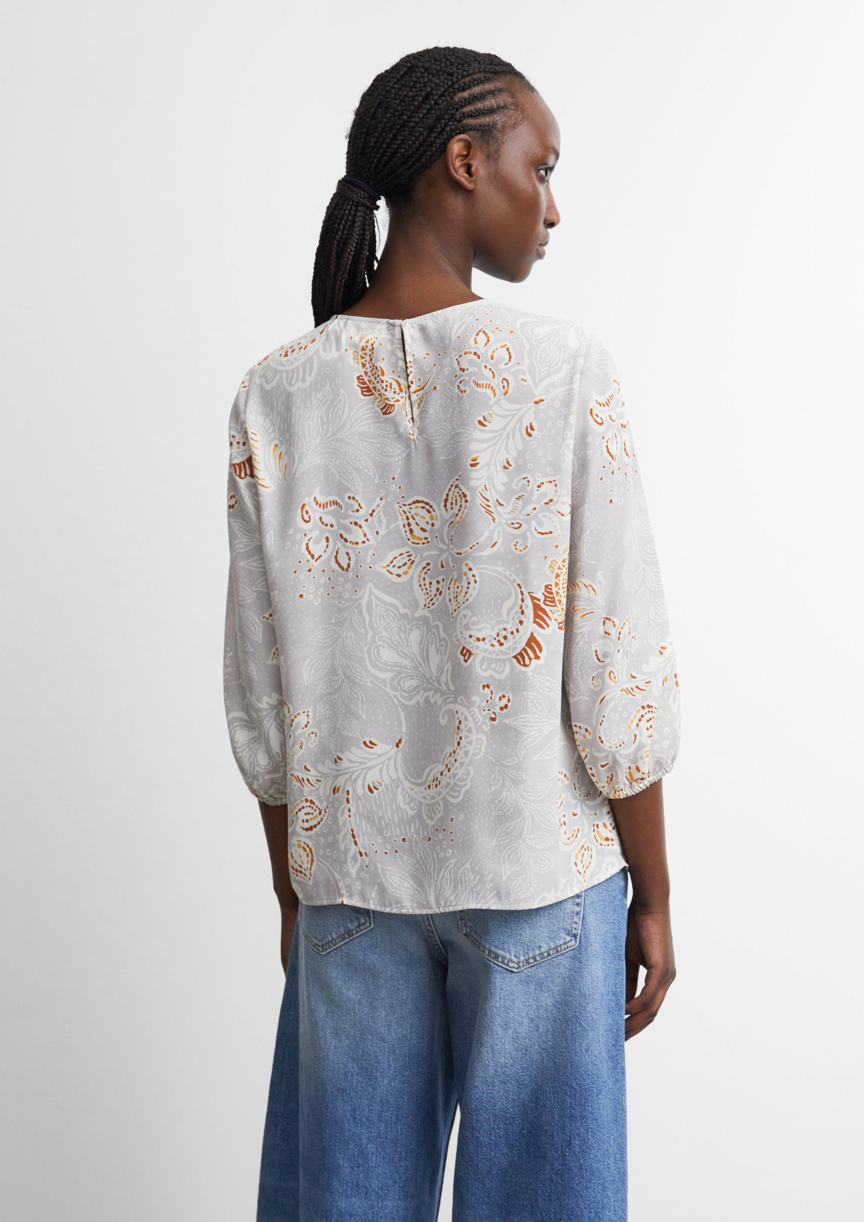 Crêpe-Bluse mit All-over-Print in beige von COMMA