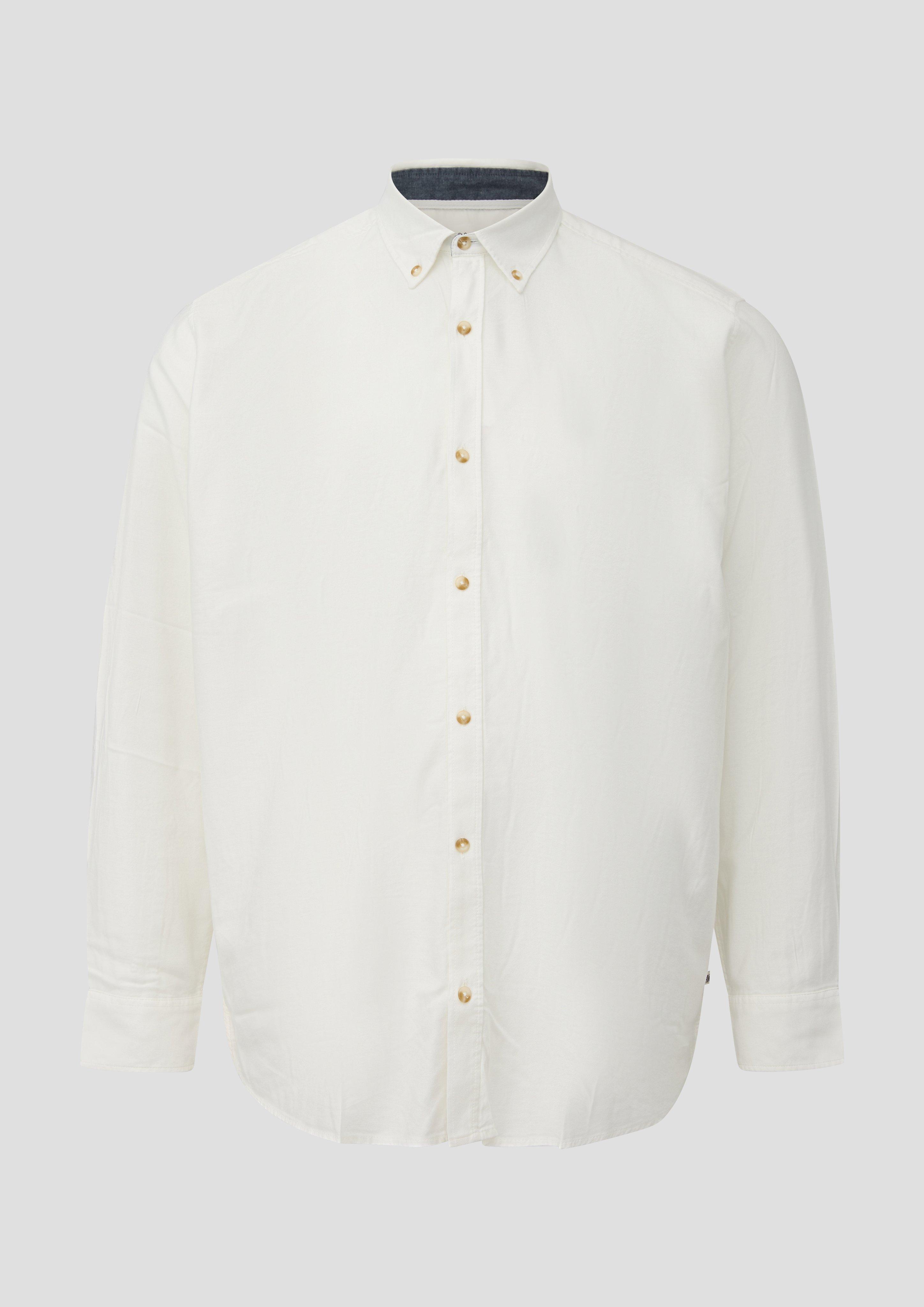 Regular Fit: Soft-touch shirt with a button-down collar in cream by s.Oliver Men Big Sizes