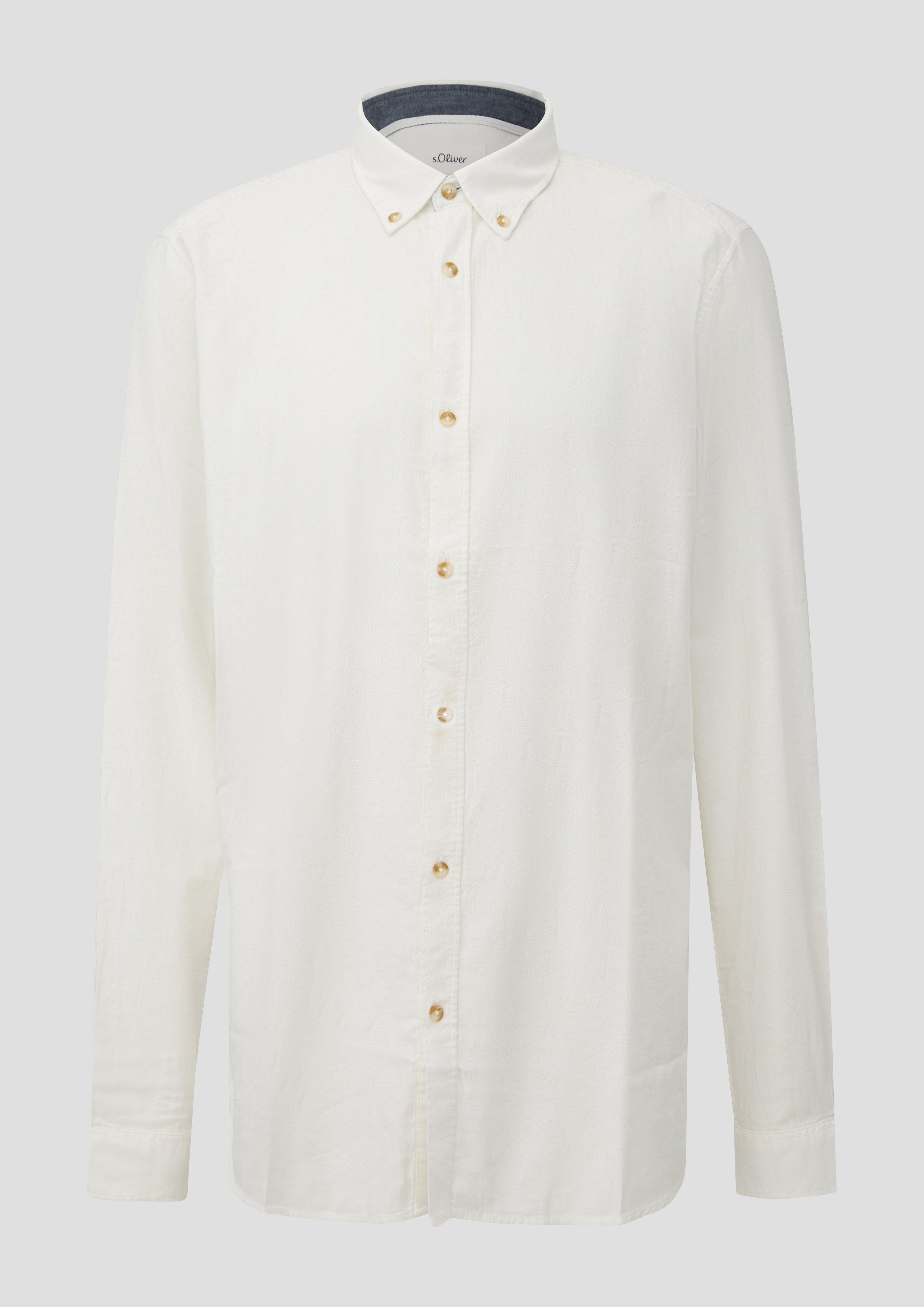 Regular Fit: Soft-touch shirt with a button-down collar in cream by s.Oliver Men Tall Sizes