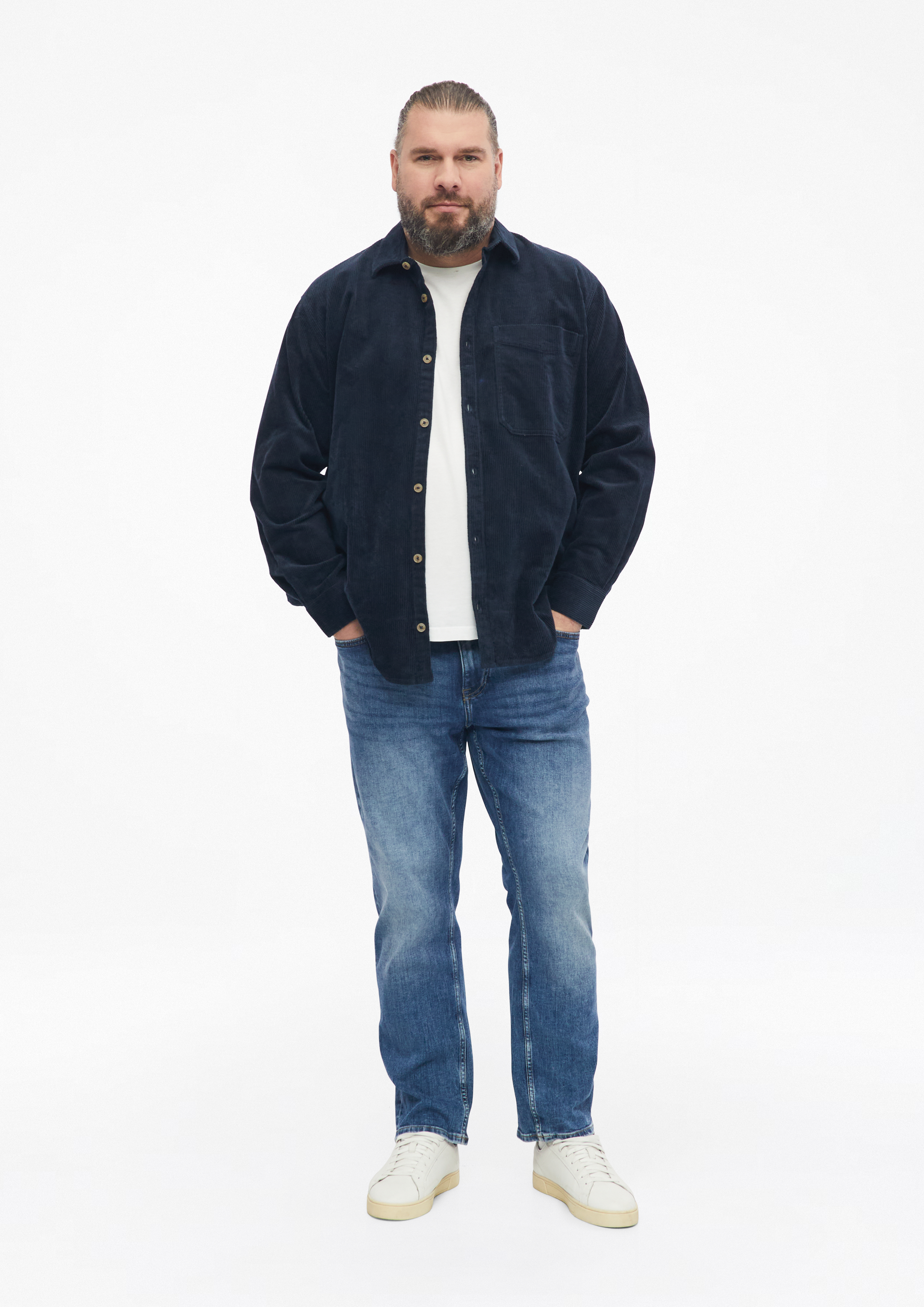 Herren Lässiges Cord-Overshirt aus Baumwollstretch in blau von s.Oliver Men Big Sizes