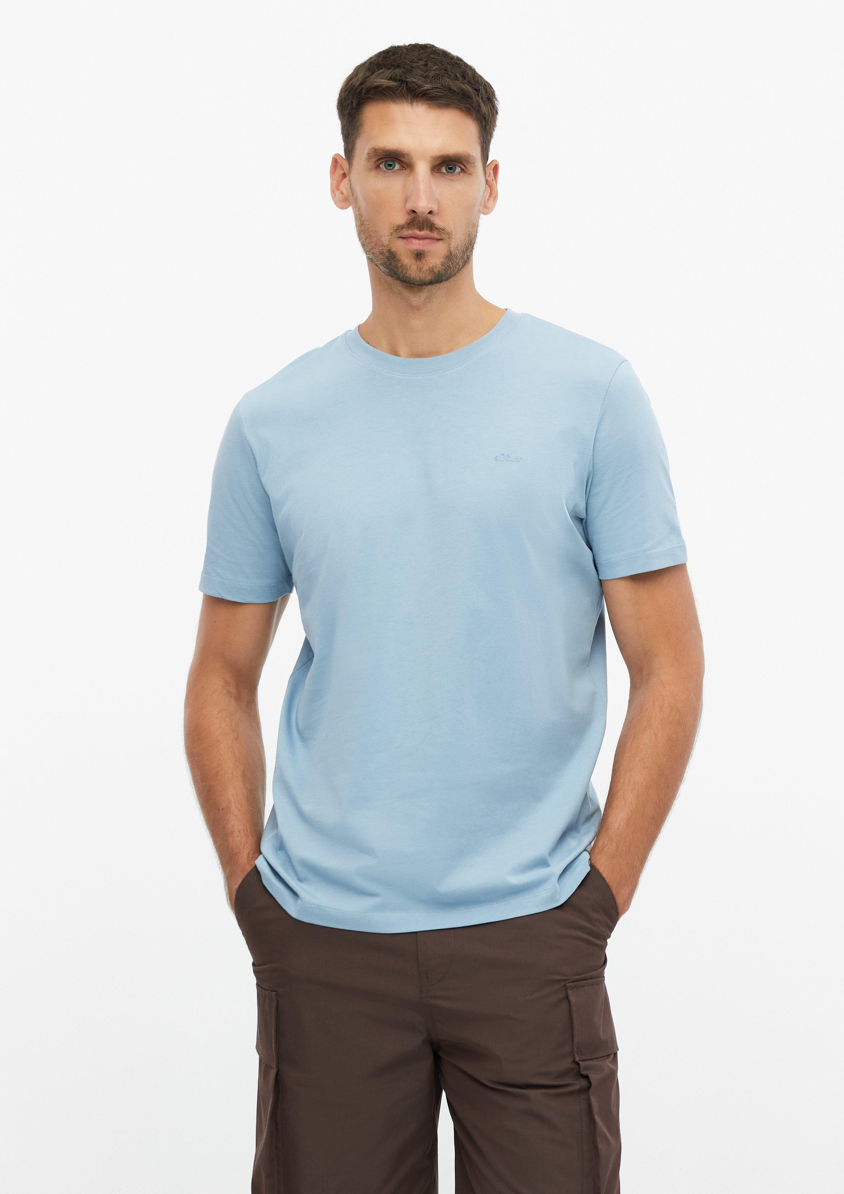 Crewneck-T-Shirt mit Logo-Print in Farbe blau von s.Oliver