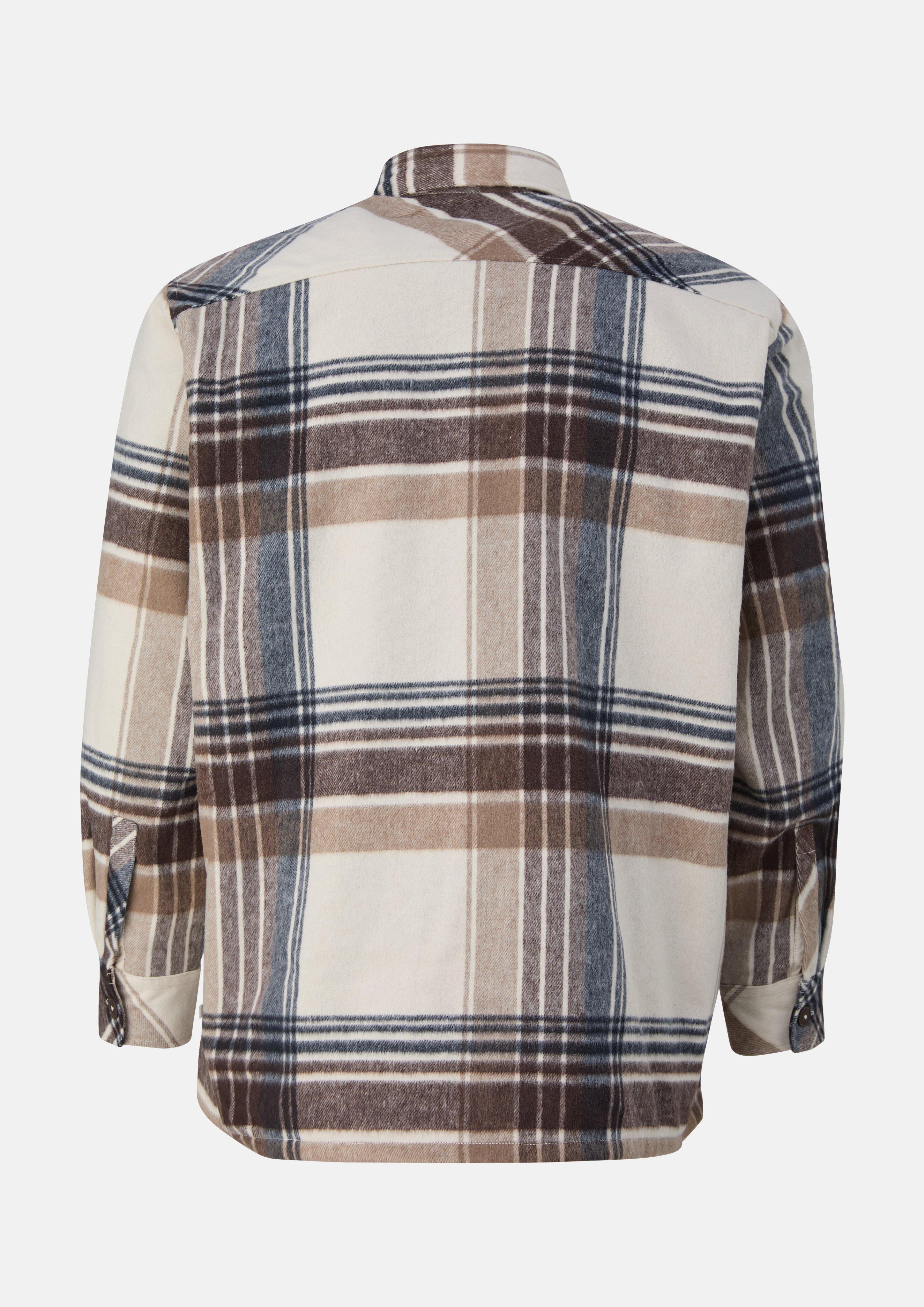 Herren Kariertes Overshirt mit aufgesetzten Taschen in beige von s.Oliver Men Big Sizes