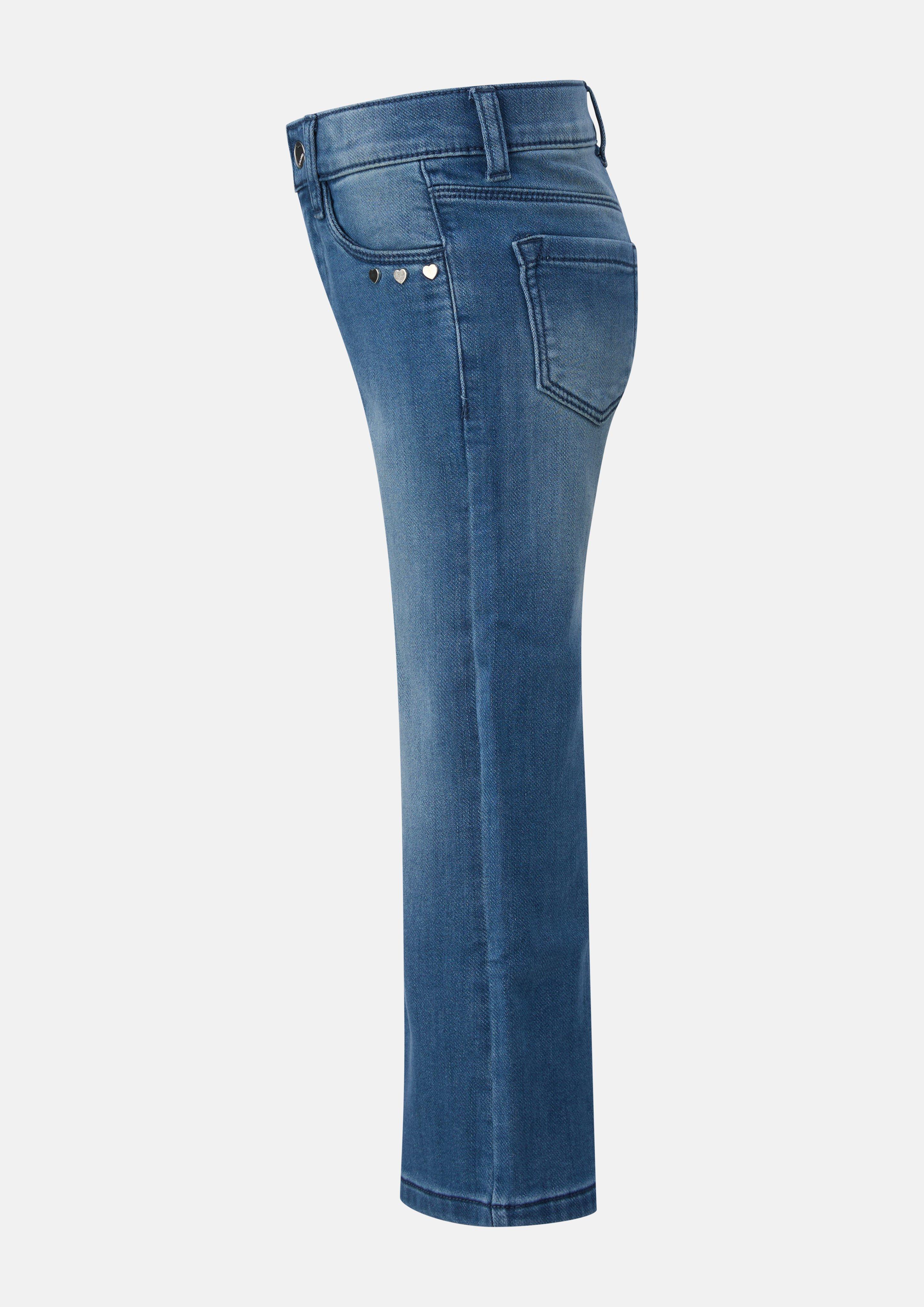 Junior Jeans met wijde pijpen / normale pasvorm / hoge taille / wijde pijpen / zacht en warm in blauw van s.Oliver