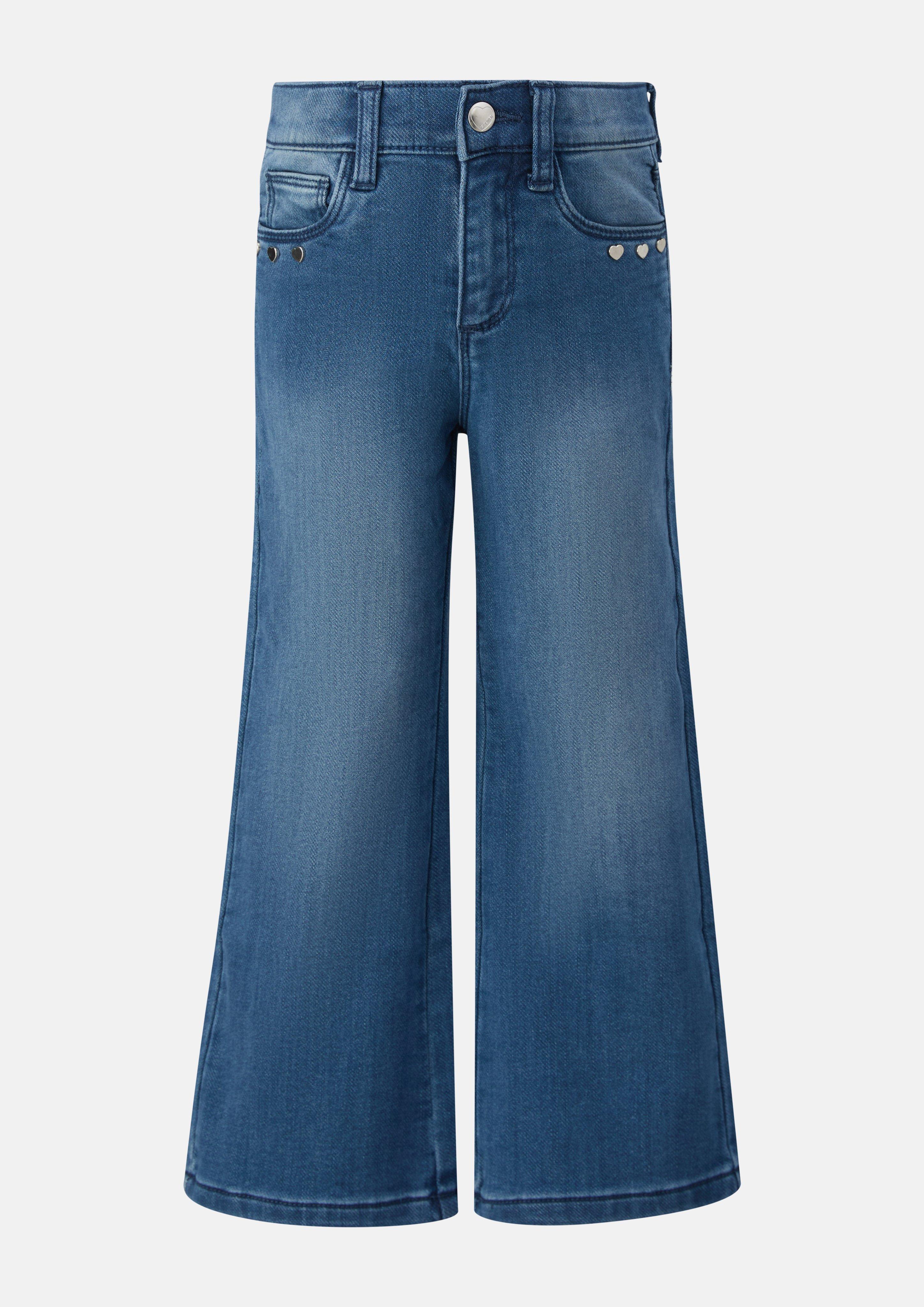 Junior Jeans met wijde pijpen / normale pasvorm / hoge taille / wijde pijpen / zacht en warm in blauw van s.Oliver
