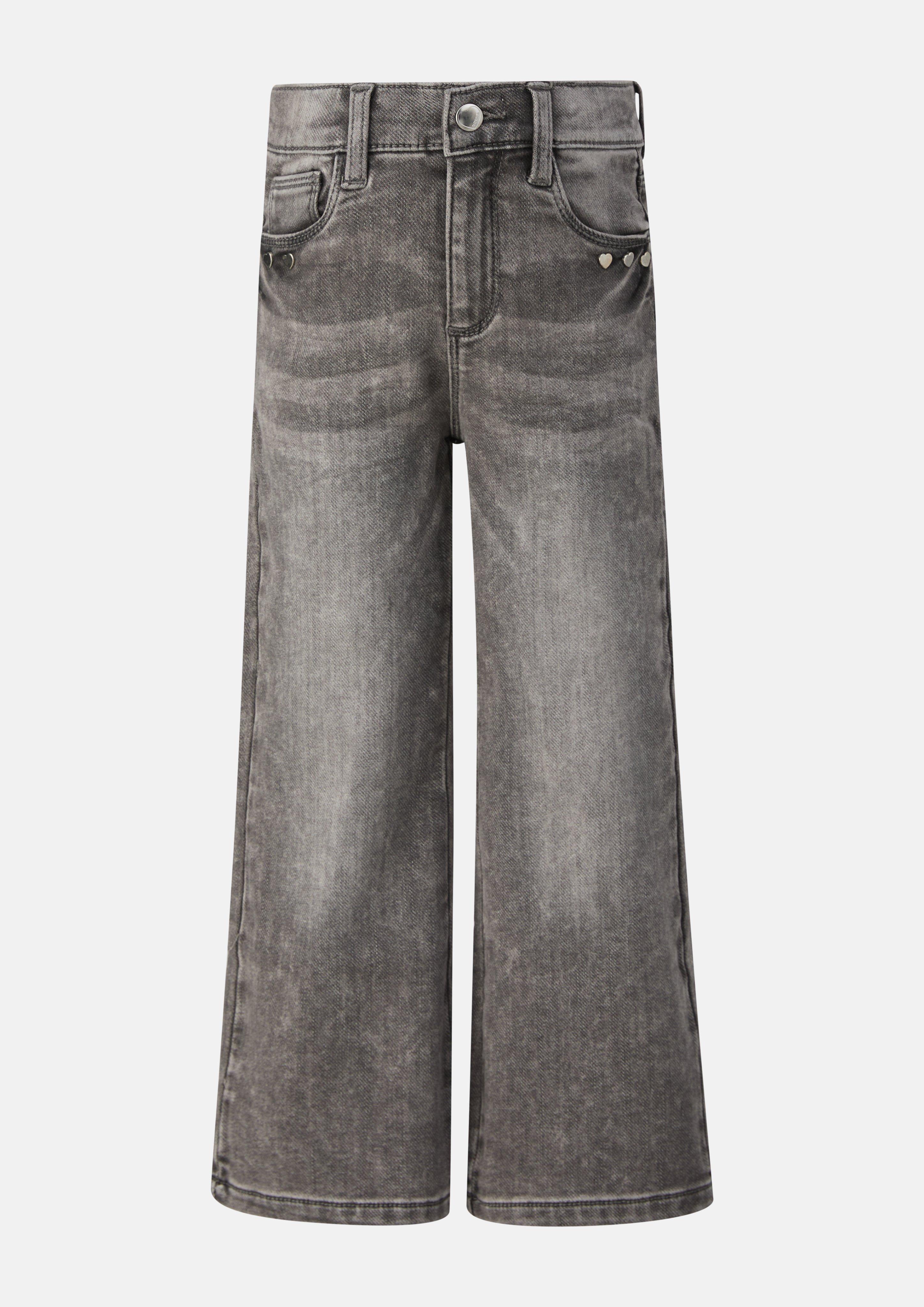Jeans met wijde pijpen / normale pasvorm / hoge taille / wijde pijpen / zacht en warm in grijs van s.Oliver