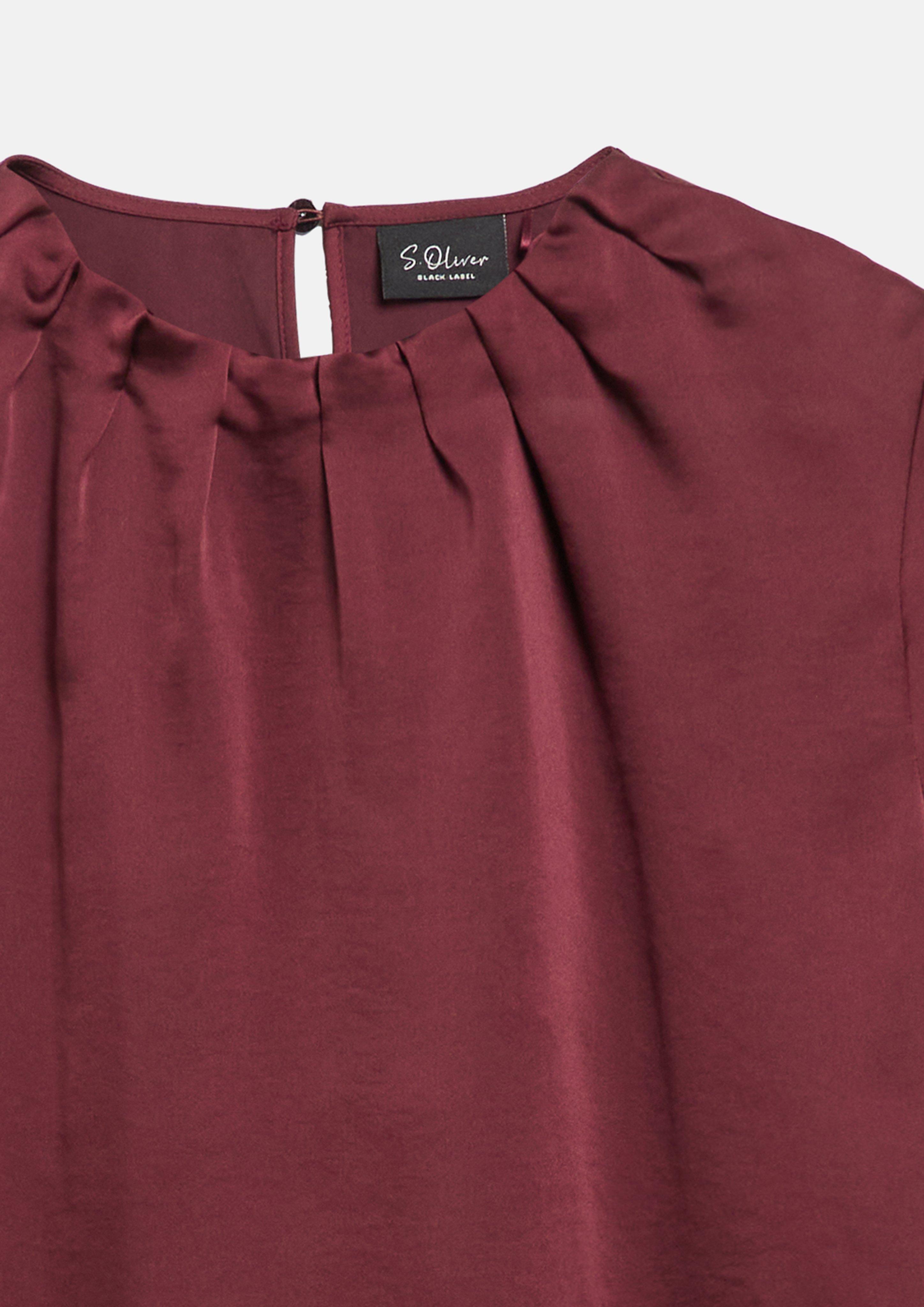 Damen Satin-Bluse mit Raffung in rot von s.Oliver BLACK LABEL